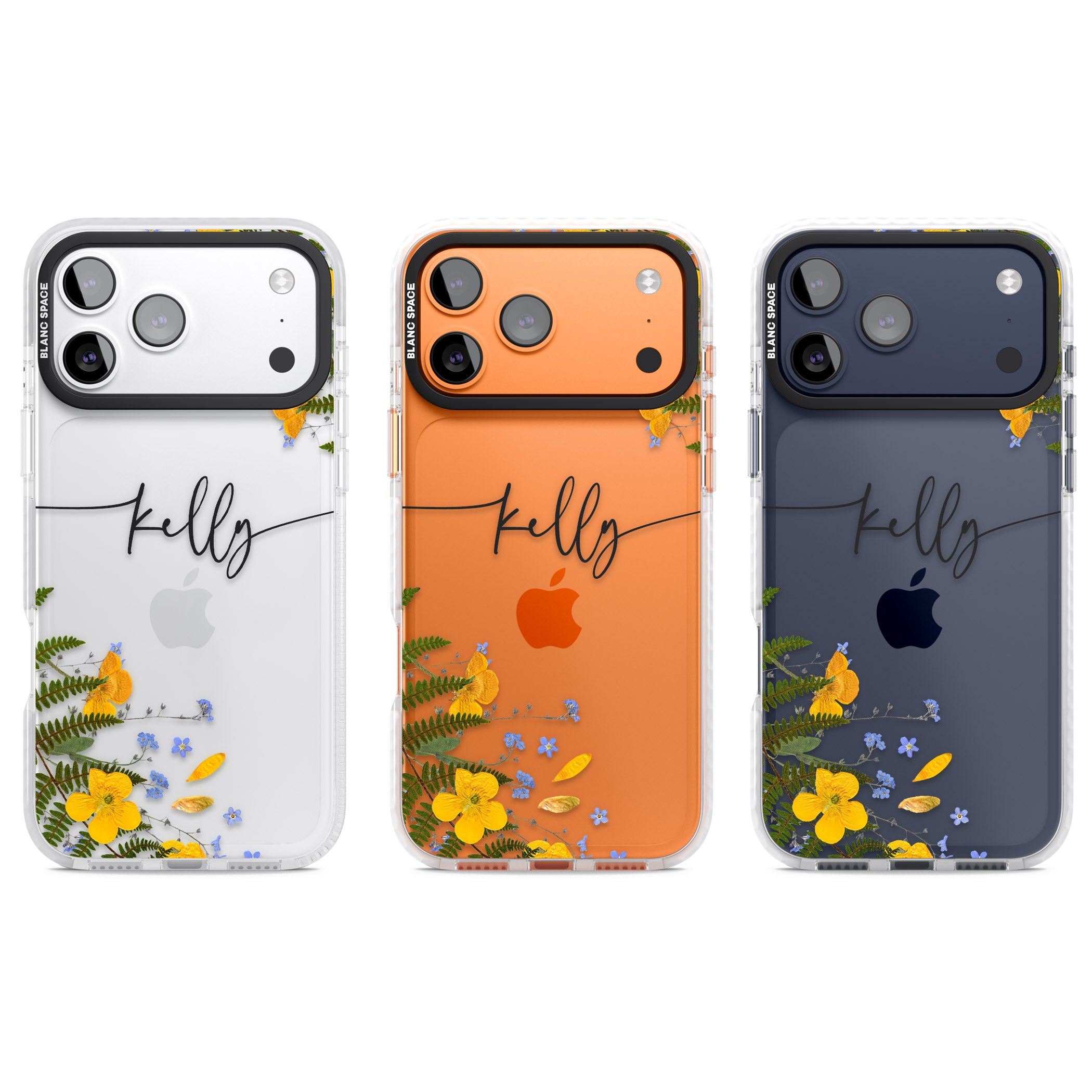 Personalised Ferns & Wildflowers iPhone 17 Pro Impact Clear Phone Case APT Impact Protection