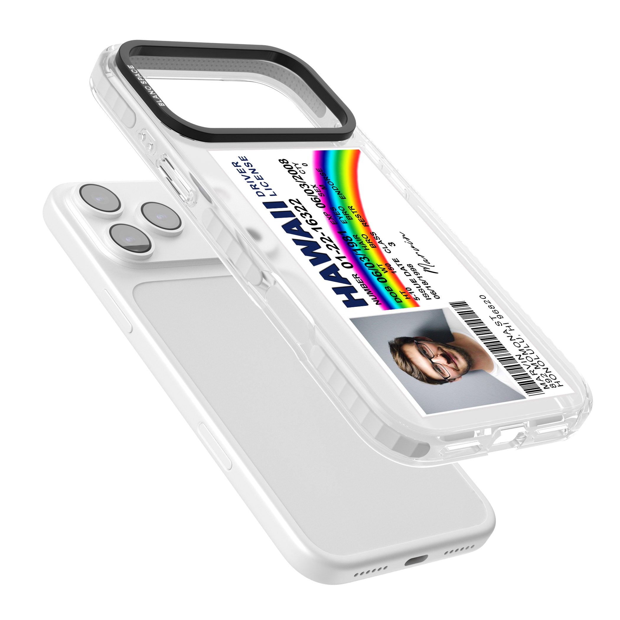 Personalised Hawaii Driving License iPhone 17 Pro Impact Clear Phone Case Colours