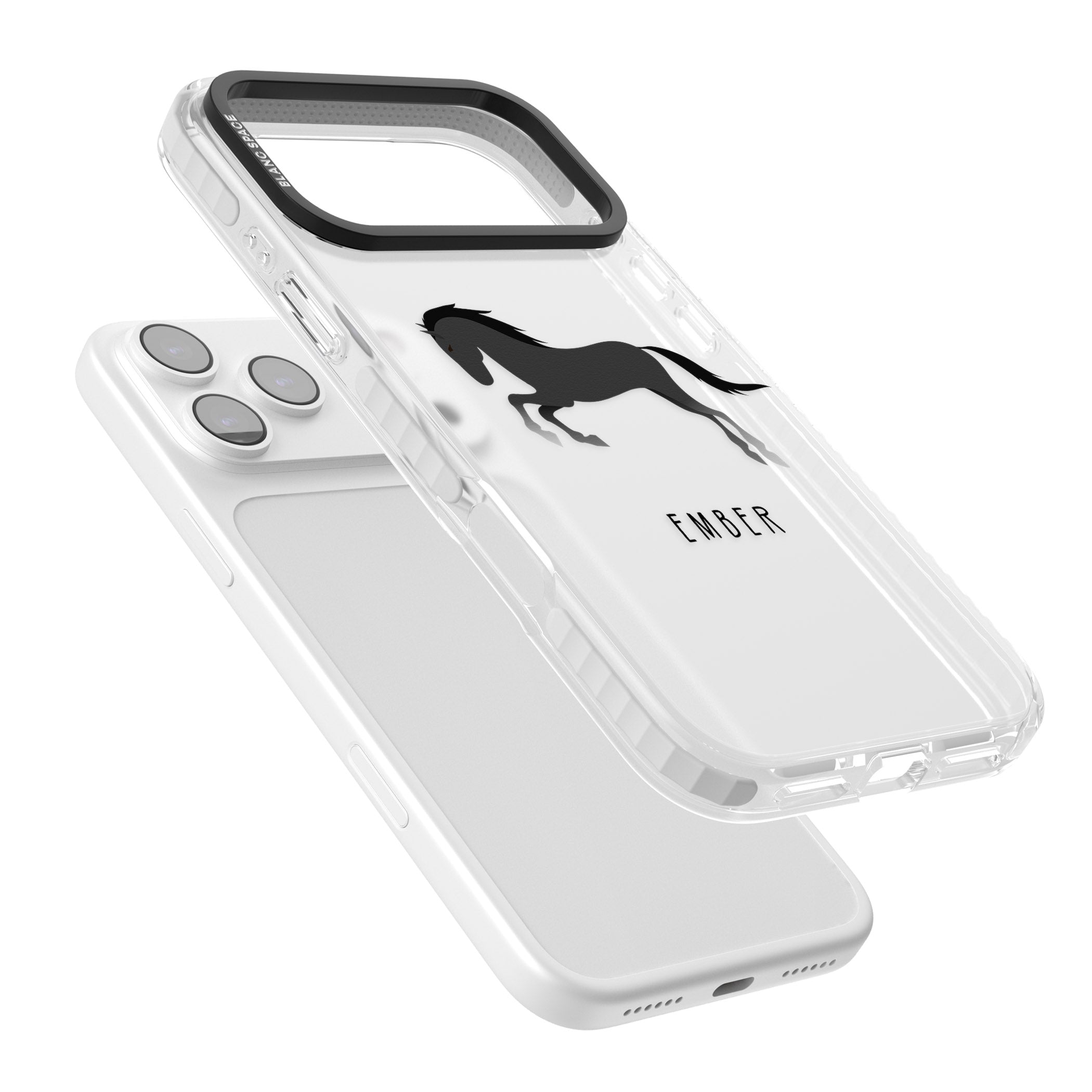 Personalised Black Horse iPhone 17 Pro Impact Clear Phone Case Colours