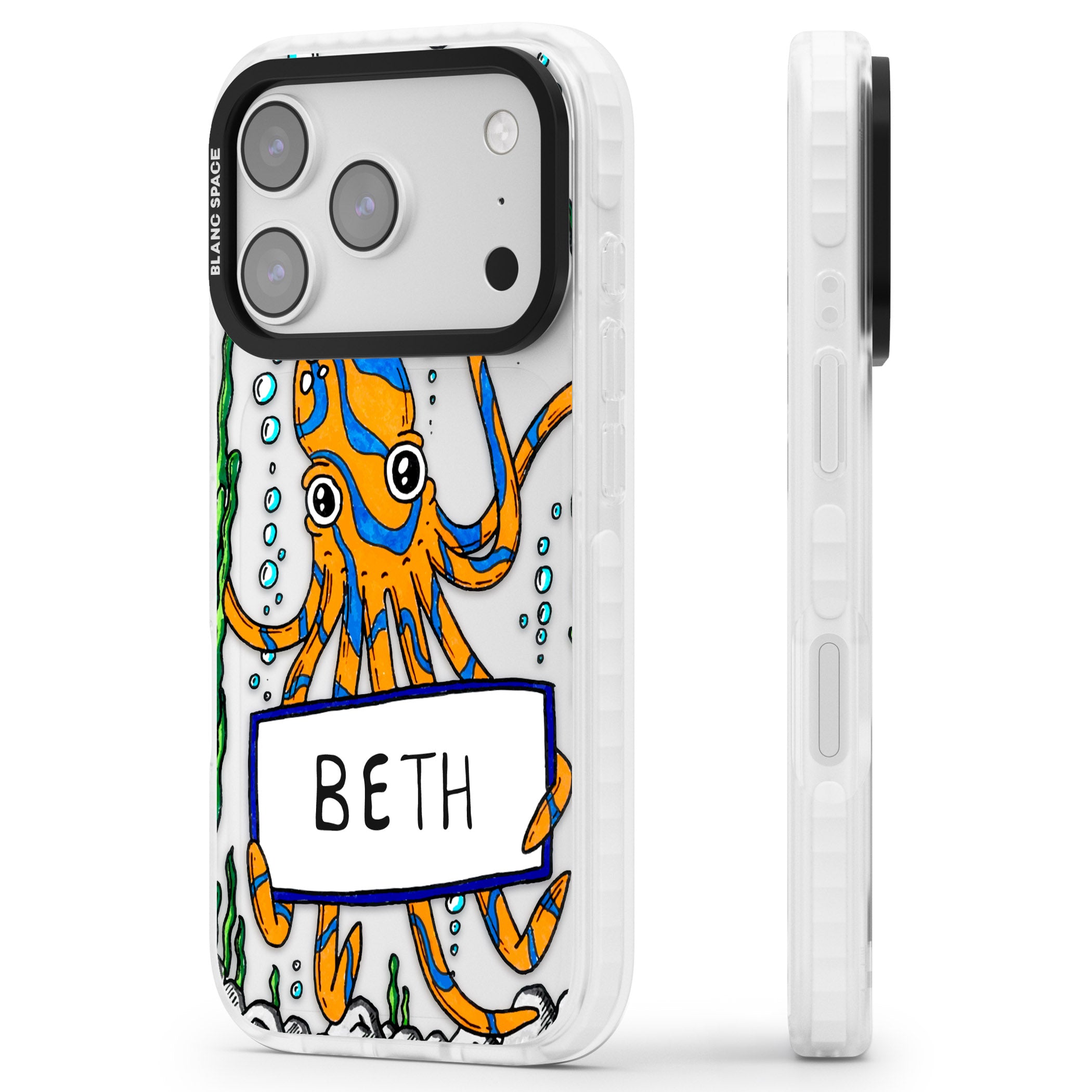 Personalised Octo iPhone 17 Pro Impact Clear Phone Case Side Profile