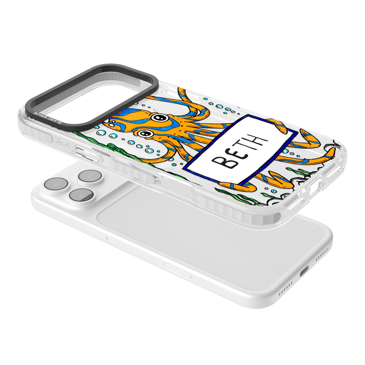 Personalised Octo iPhone 17 Pro Max Impact Clear Phone Case angled