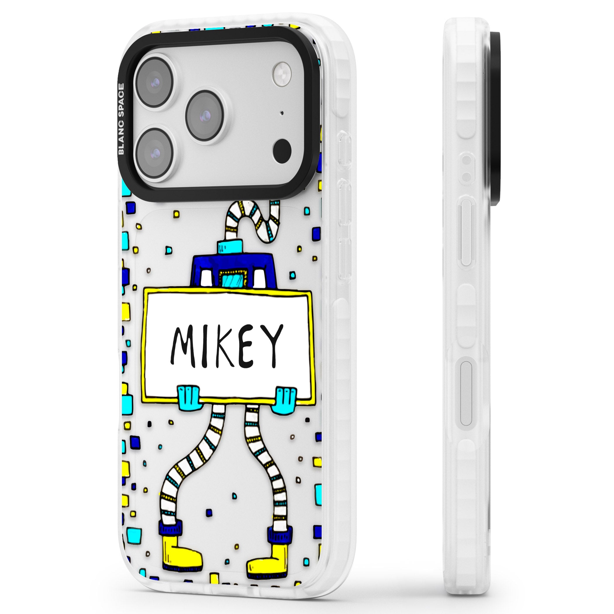 Personalised Tubes Guy iPhone 17 Pro Impact Clear Phone Case Side Profile