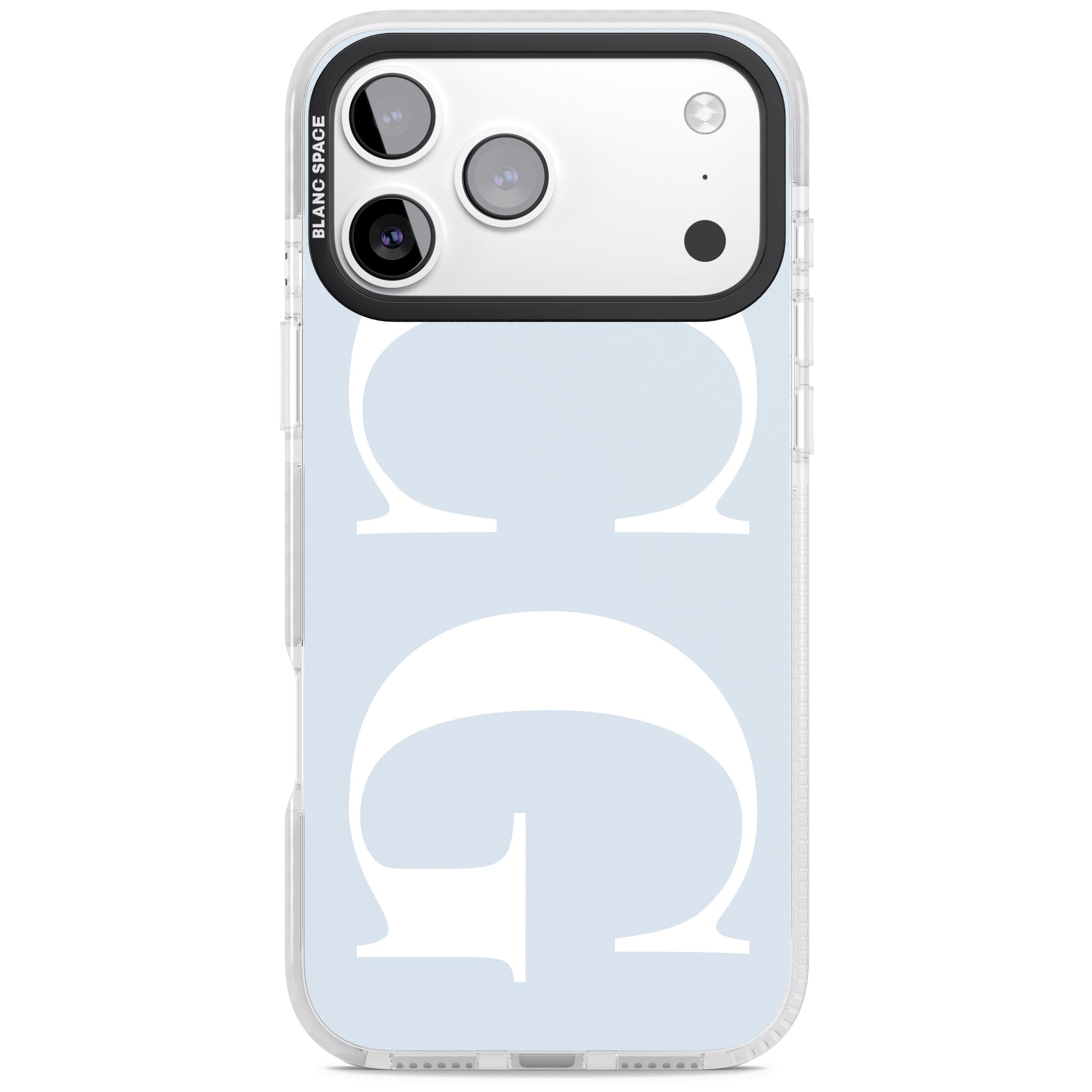 Personalised White & Blue Green Letters iPhone 17 Pro Impact Clear Phone Case