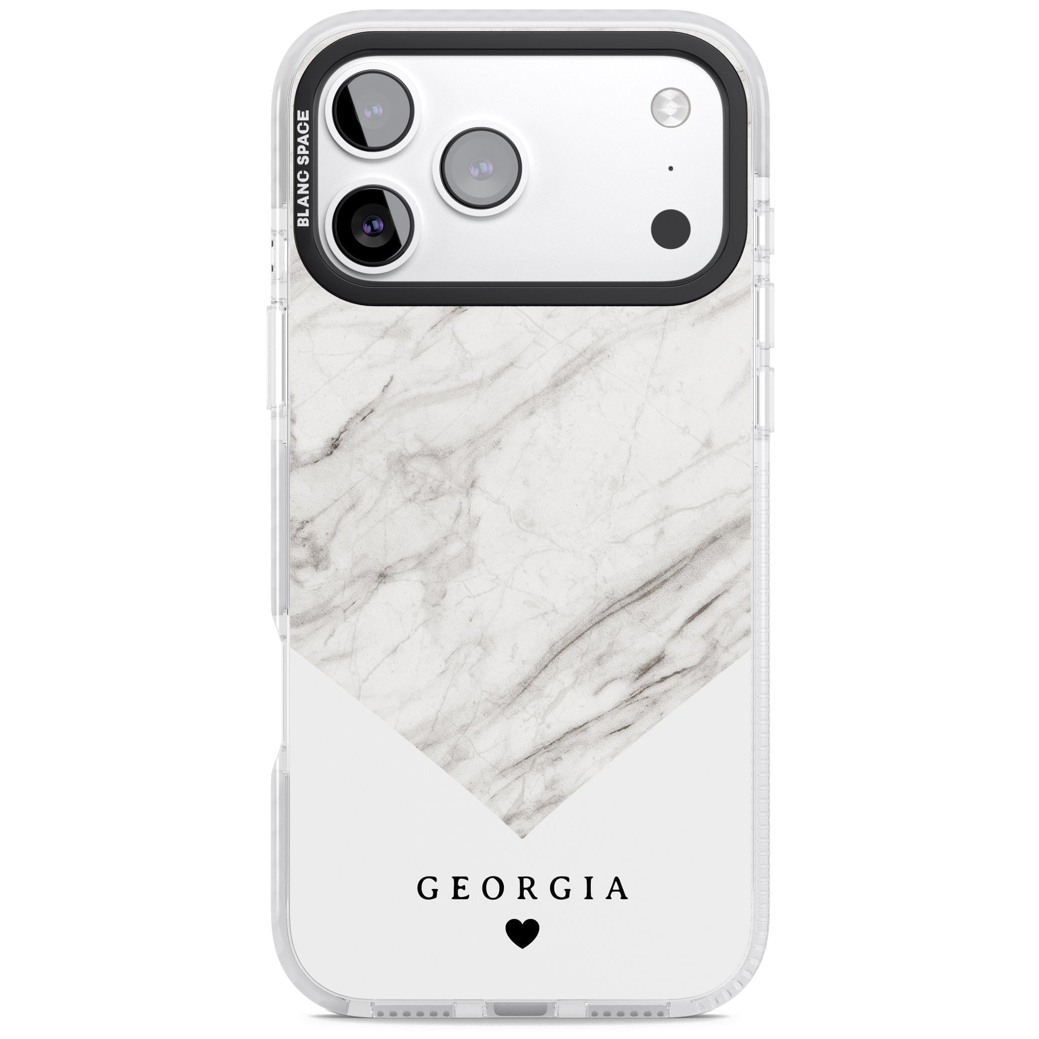 Personalised White Marble iPhone 17 Pro Max Impact Clear Phone Case