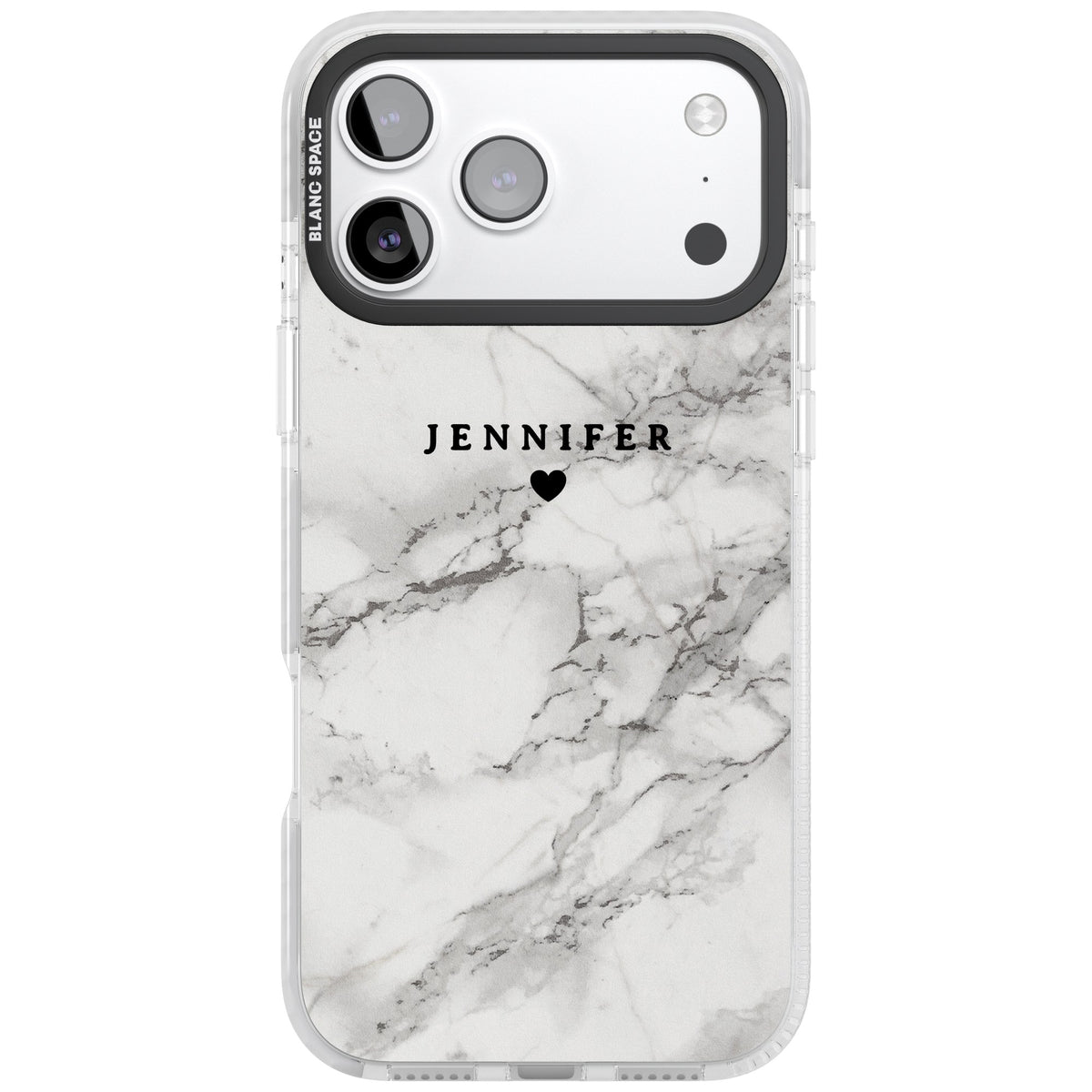 Personalised Classic Grey Marble iPhone 17 Pro Max Impact Clear Phone Case front
