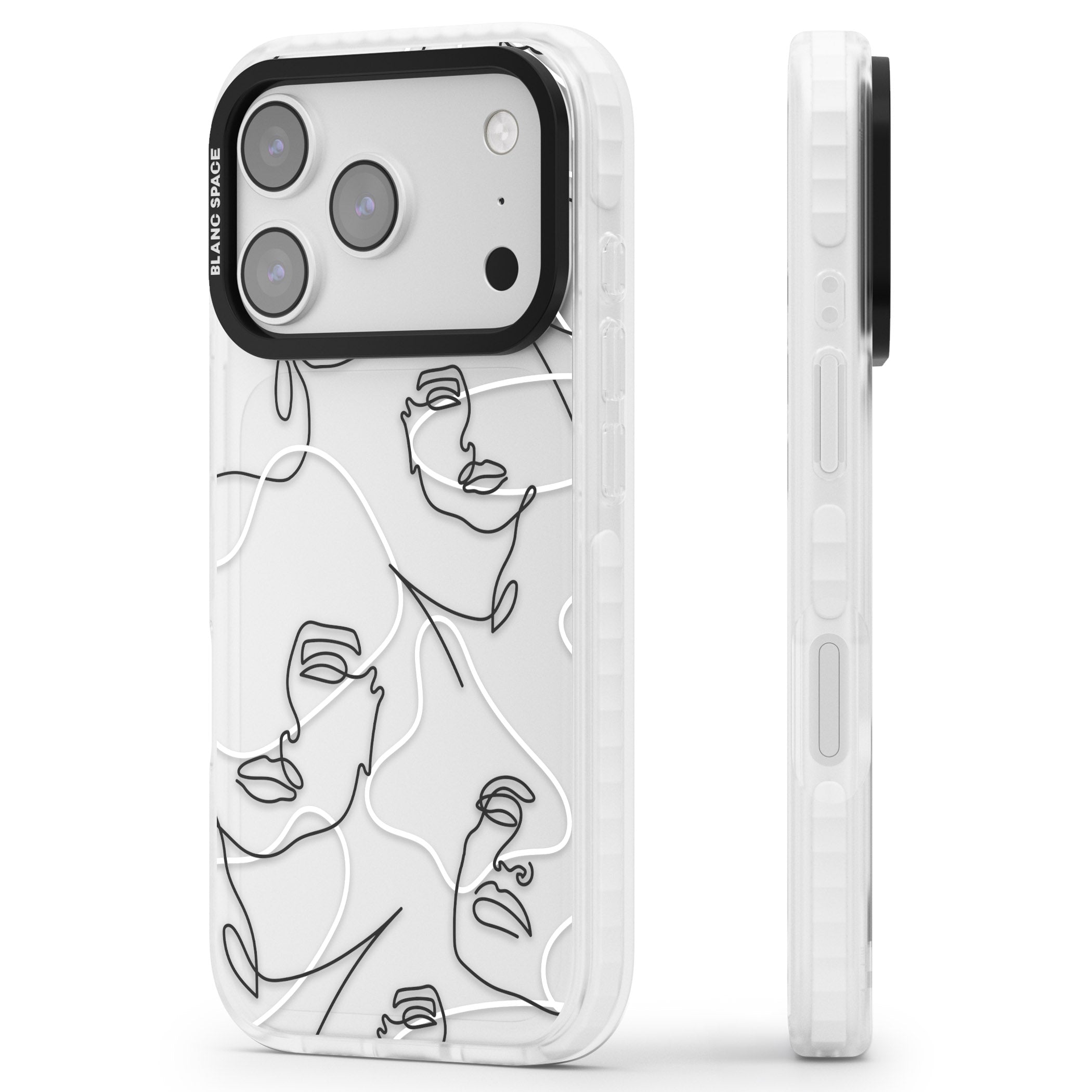 Personalised Abstract Faces iPhone 17 Pro Impact Clear Phone Case Side Profile