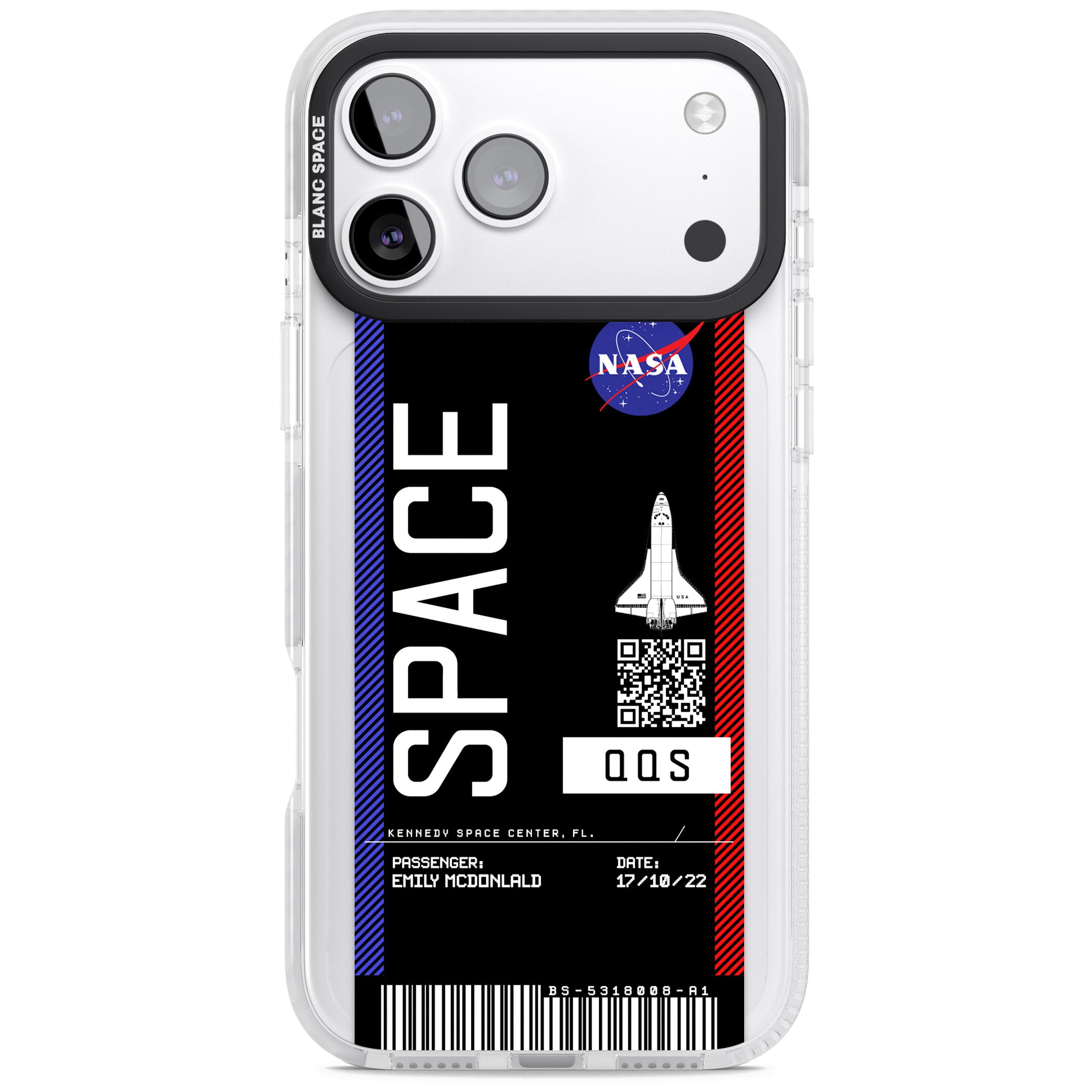 Personalised Nasa Boarding Pass (Dark) iPhone 17 Pro Impact Clear Phone Case