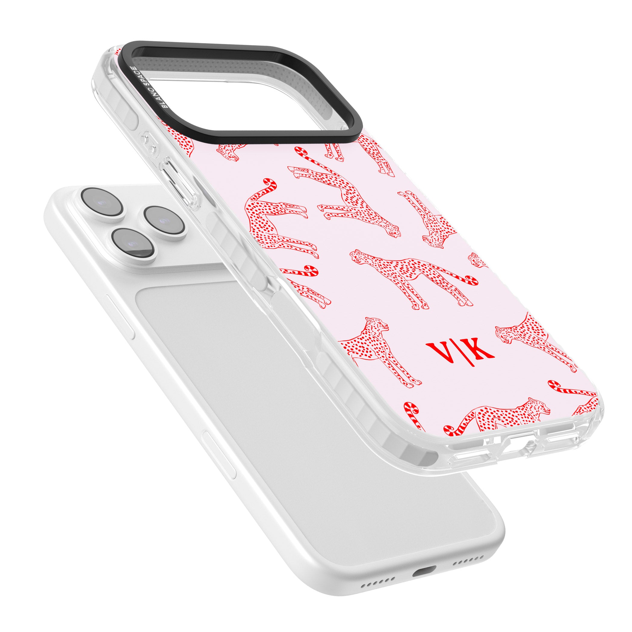 Personalised Red & Pink Cheetah iPhone 17 Pro Impact Clear Phone Case Colours