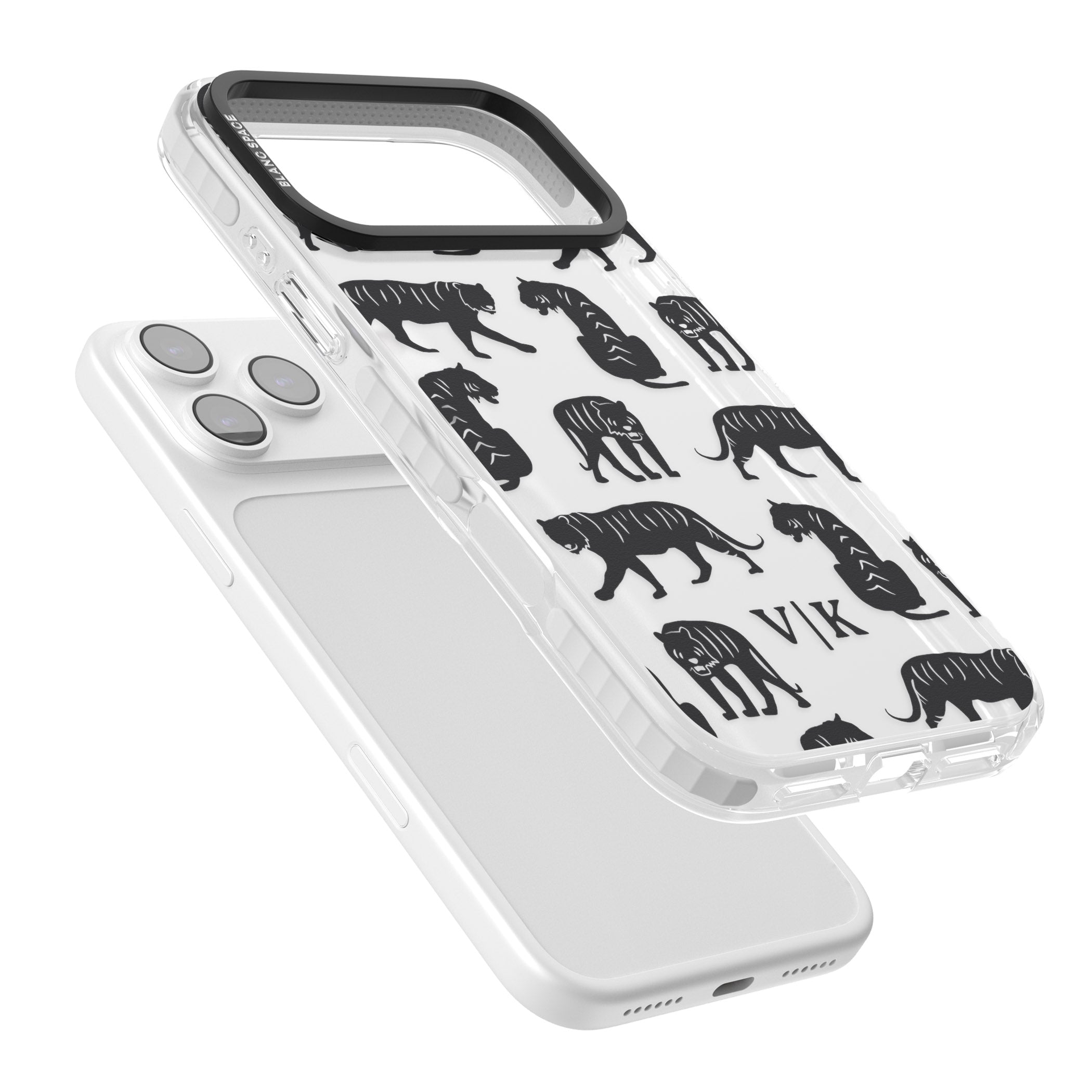 Personalised Tiger Silhouettes iPhone 17 Pro Impact Clear Phone Case Colours