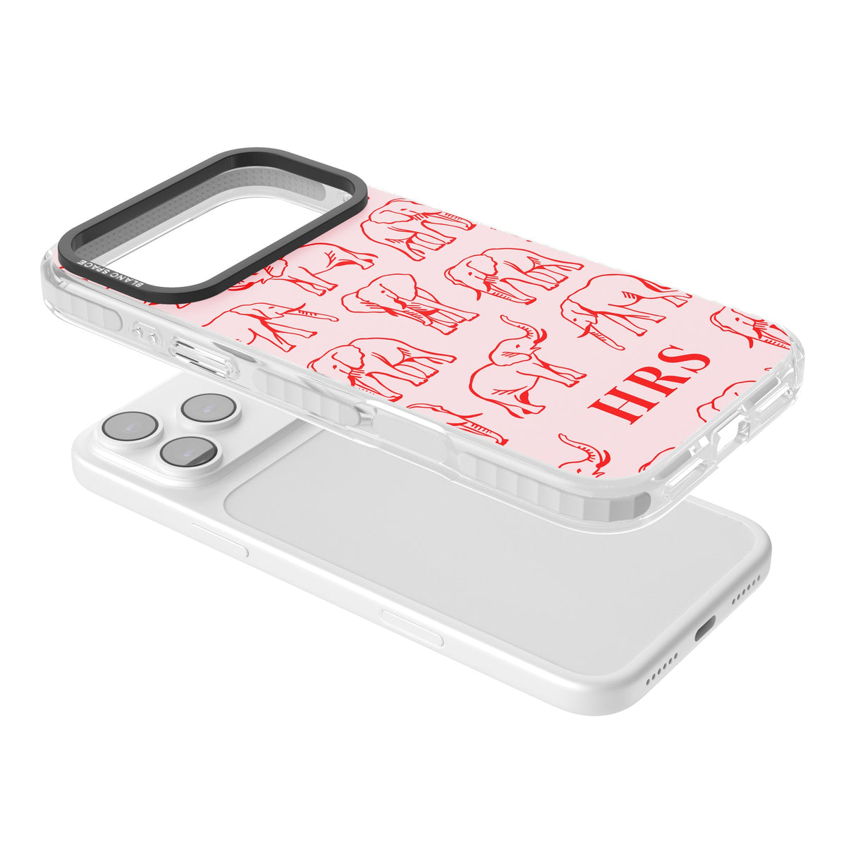 Scarlett Elephants iPhone 17 Pro Max Impact Clear Phone Case angled