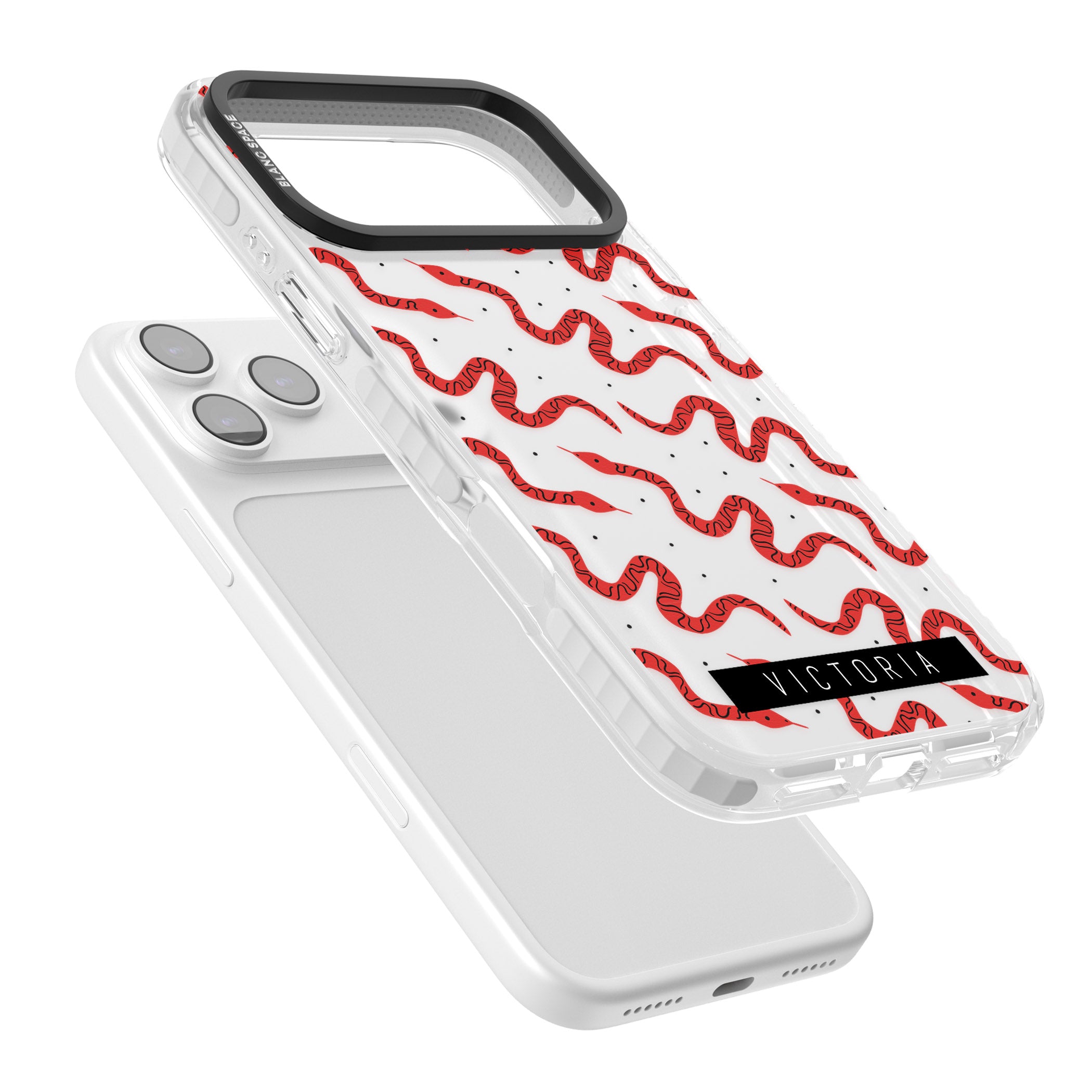 Personalised Red Snake Pattern iPhone 17 Pro Impact Clear Phone Case Colours