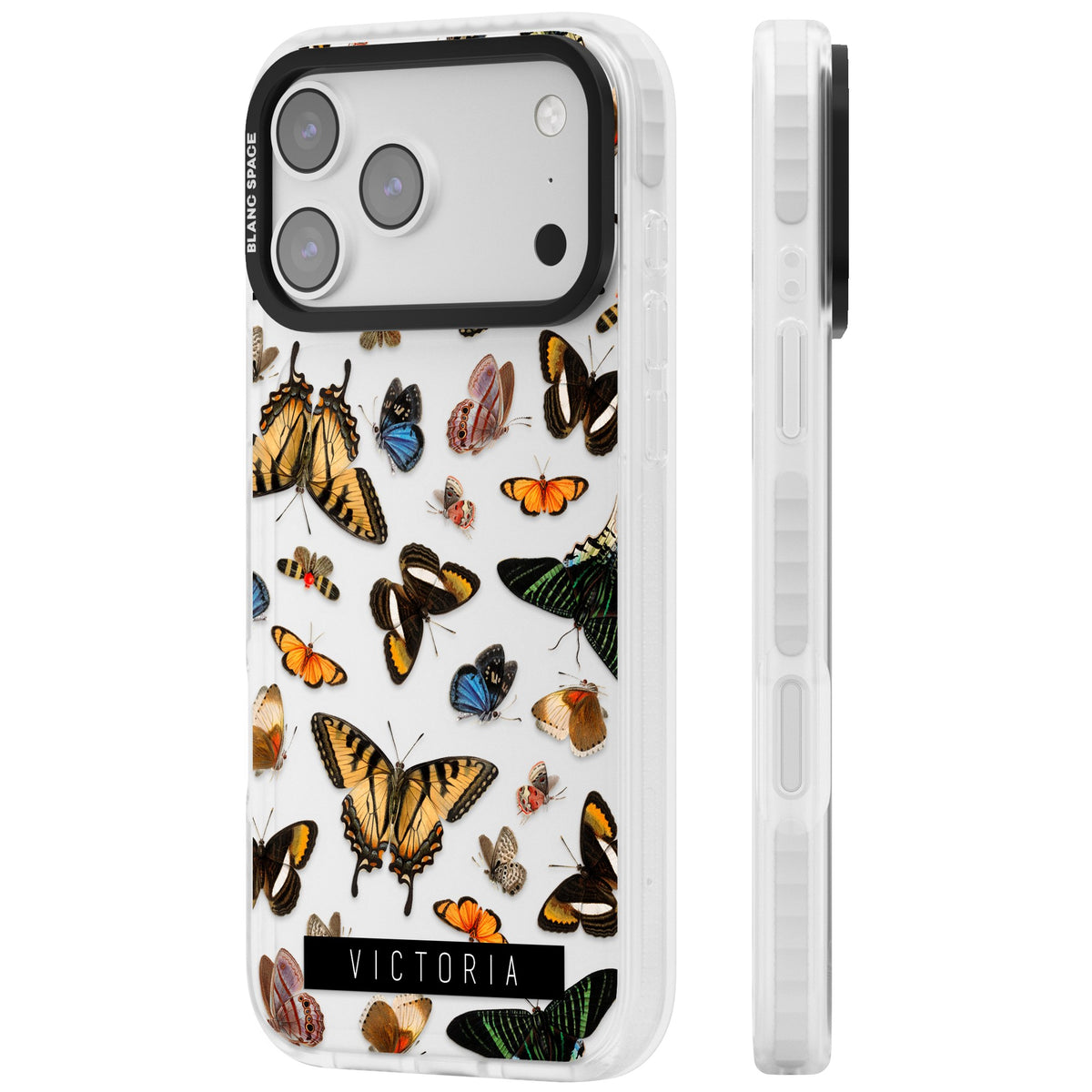 Personalised Butterfly Archive iPhone 17 Pro Max Impact Clear Phone Case side