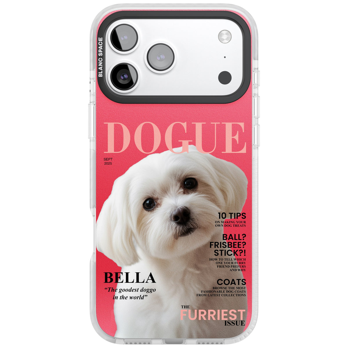 Personalised Dogue Magazine iPhone 17 Pro Max Impact Clear Phone Case front
