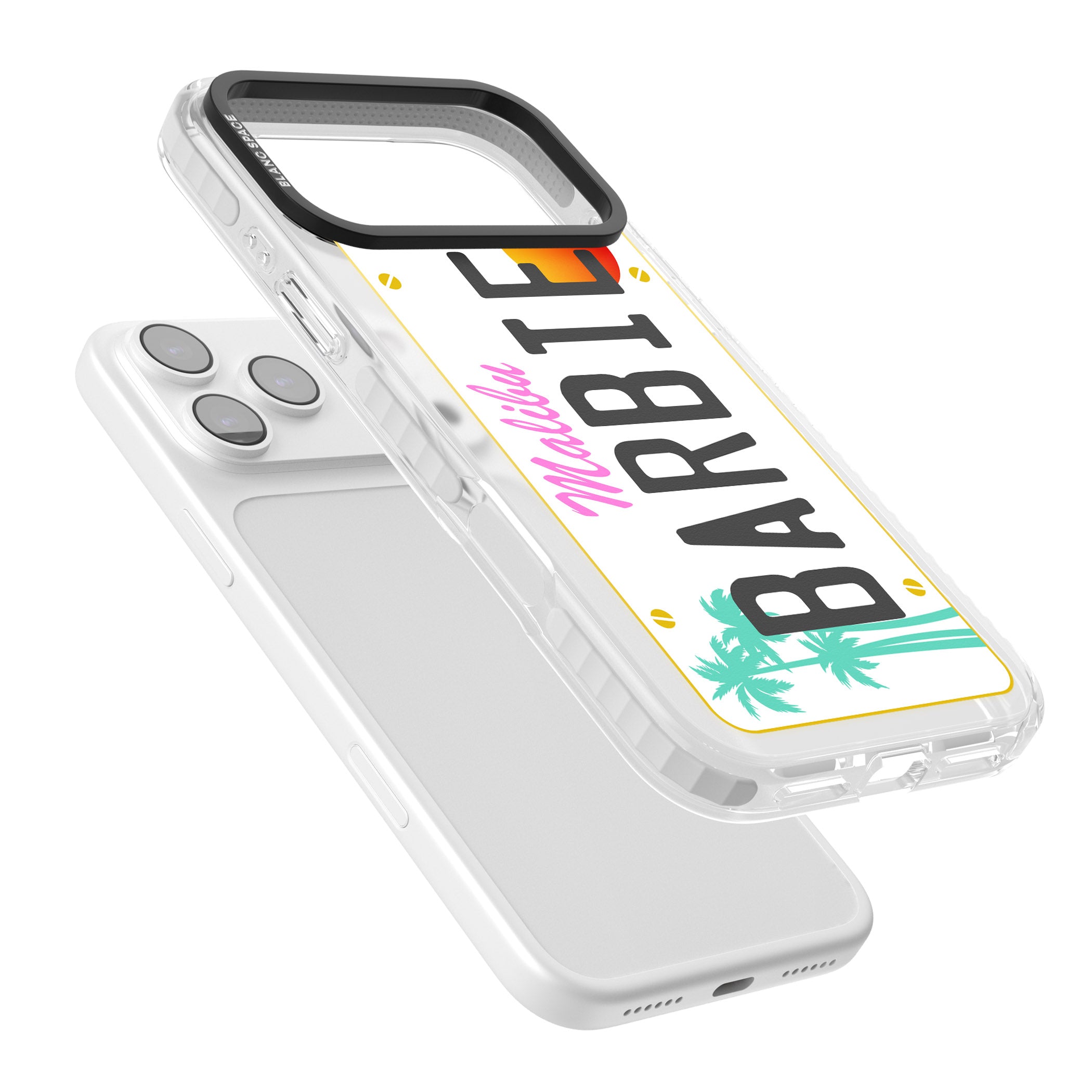 Personalised Malibu License Plate iPhone 17 Pro Impact Clear Phone Case Colours