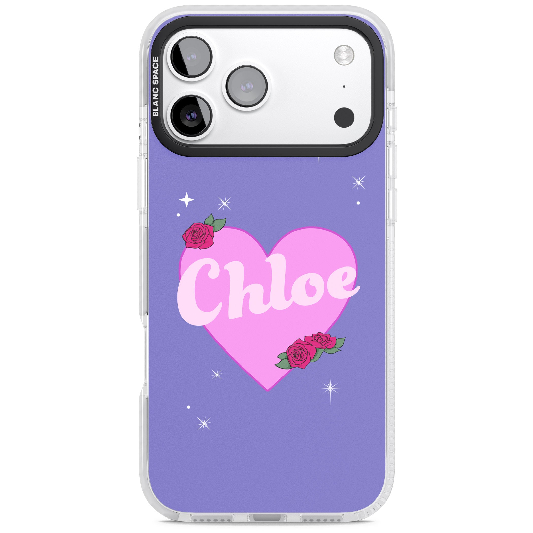 Personalised Glamorous Love Heart iPhone 17 Pro Impact Clear Phone Case