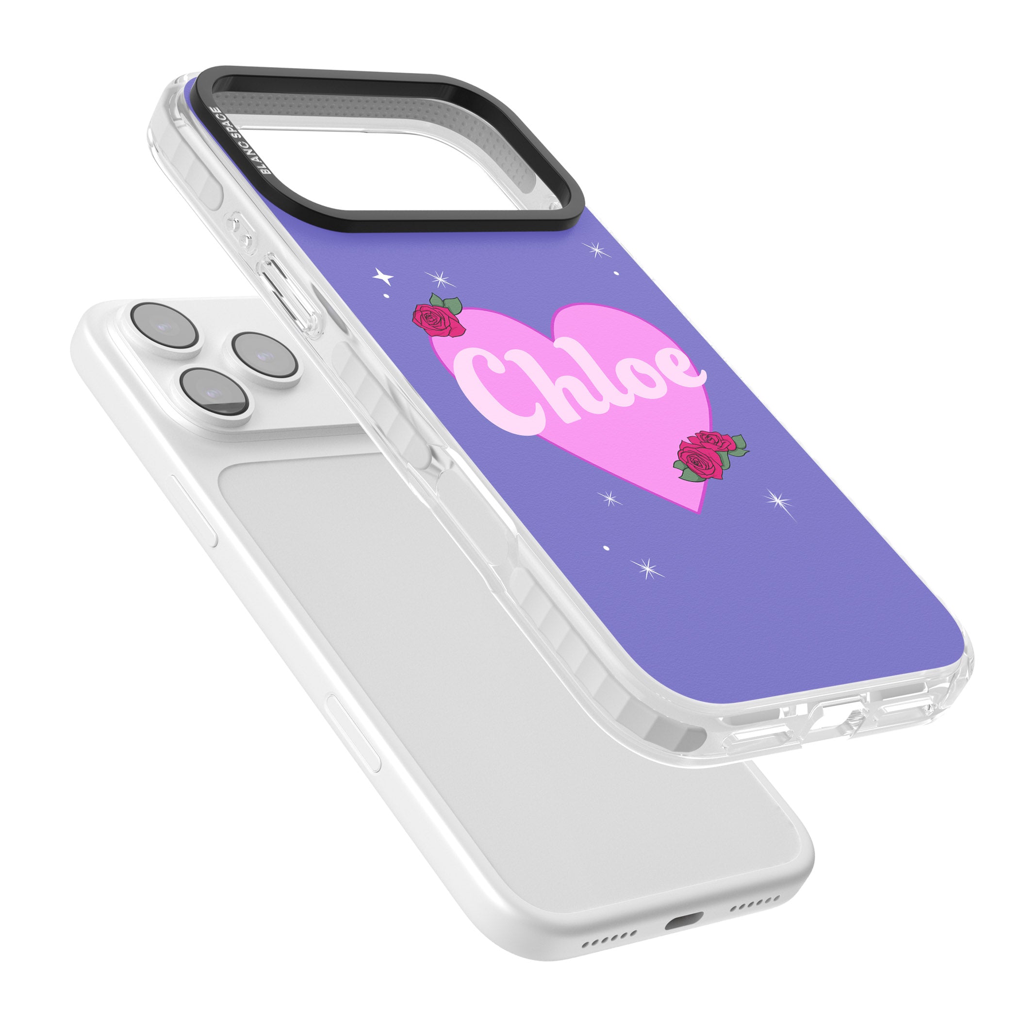 Personalised Glamorous Love Heart iPhone 17 Pro Impact Clear Phone Case Colours