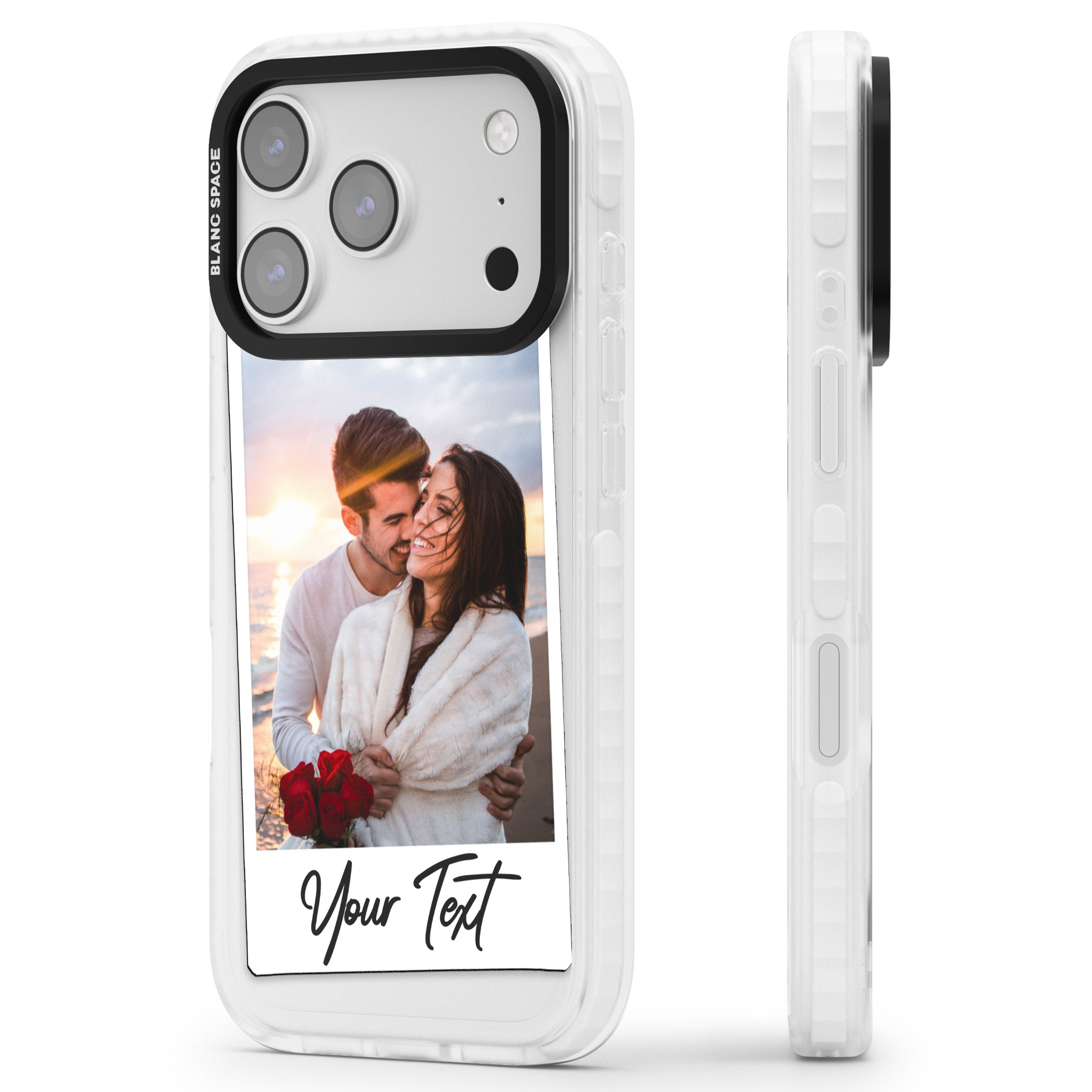 Personalised Instant Camera Photo iPhone 17 Pro Impact Clear Phone Case Side Profile
