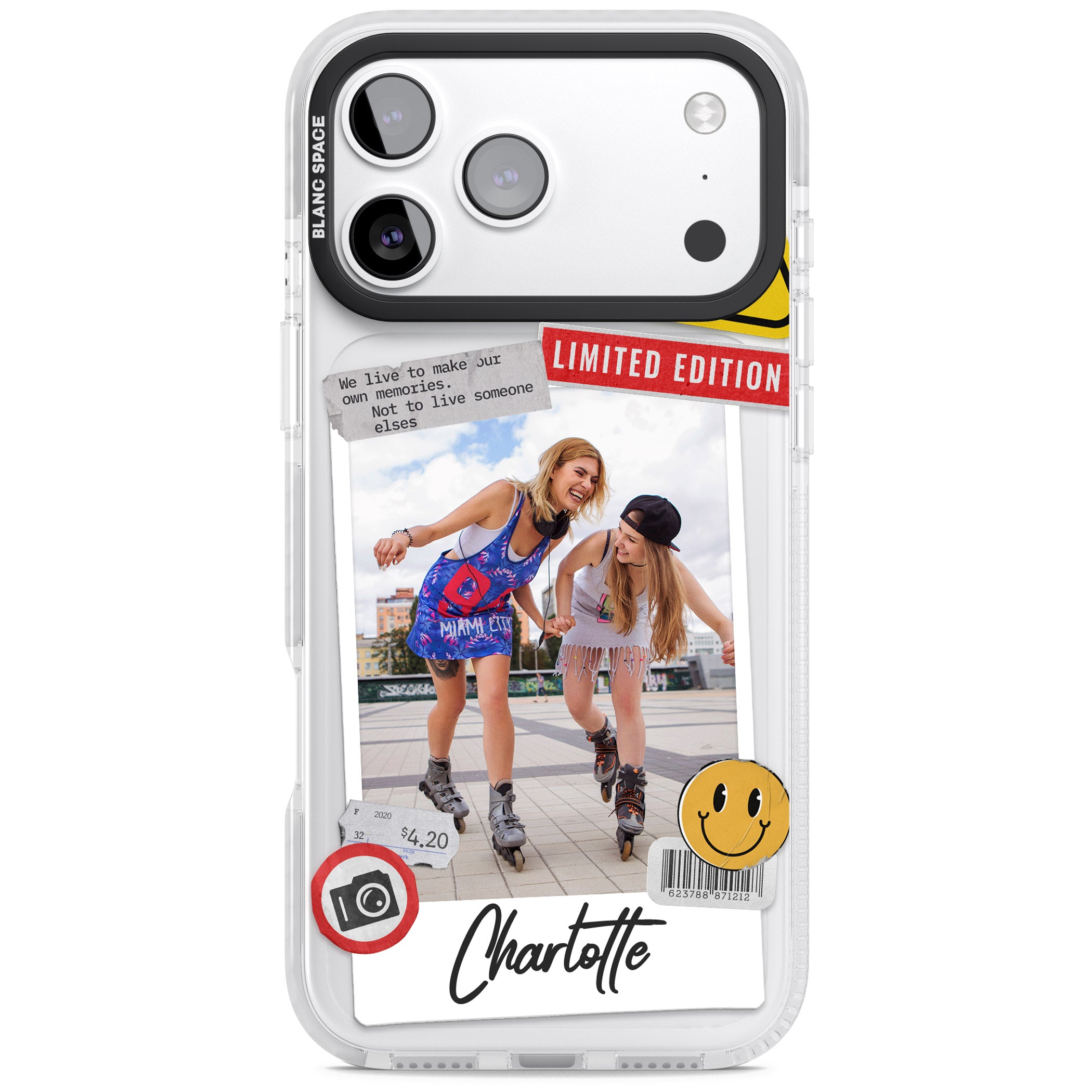 Personalised Sticker Mix Instant Photo iPhone 17 Pro Impact Clear Phone Case