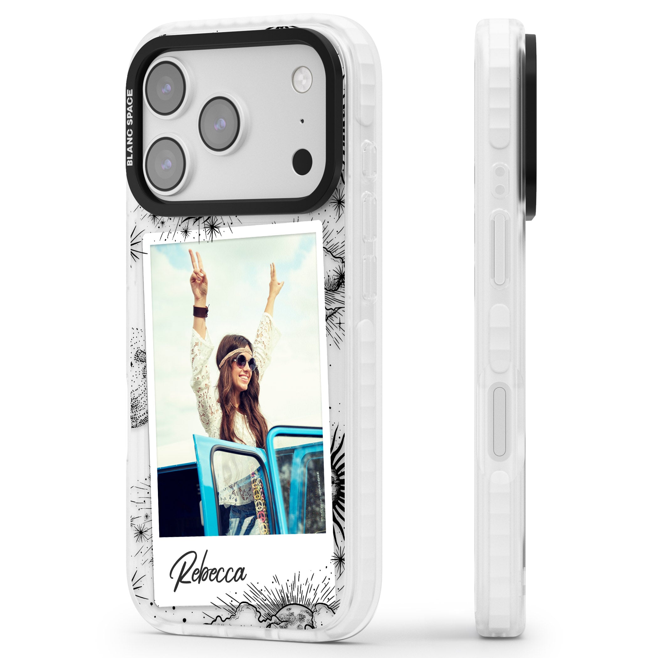 Personalised Astrology Instant Photo iPhone 17 Pro Impact Clear Phone Case Side Profile