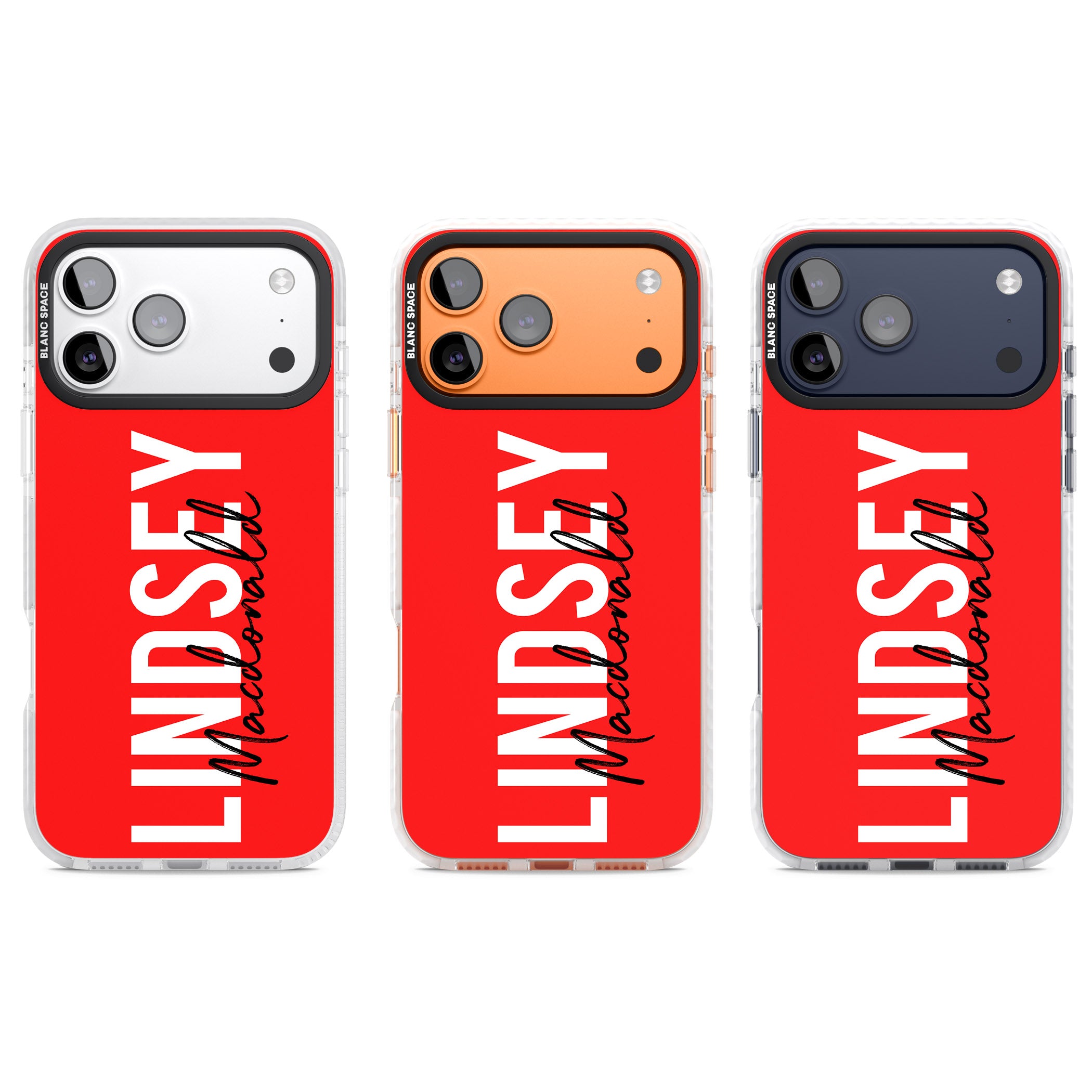 Personalised Bold Name: Red iPhone 17 Pro Impact Clear Phone Case APT Impact Protection