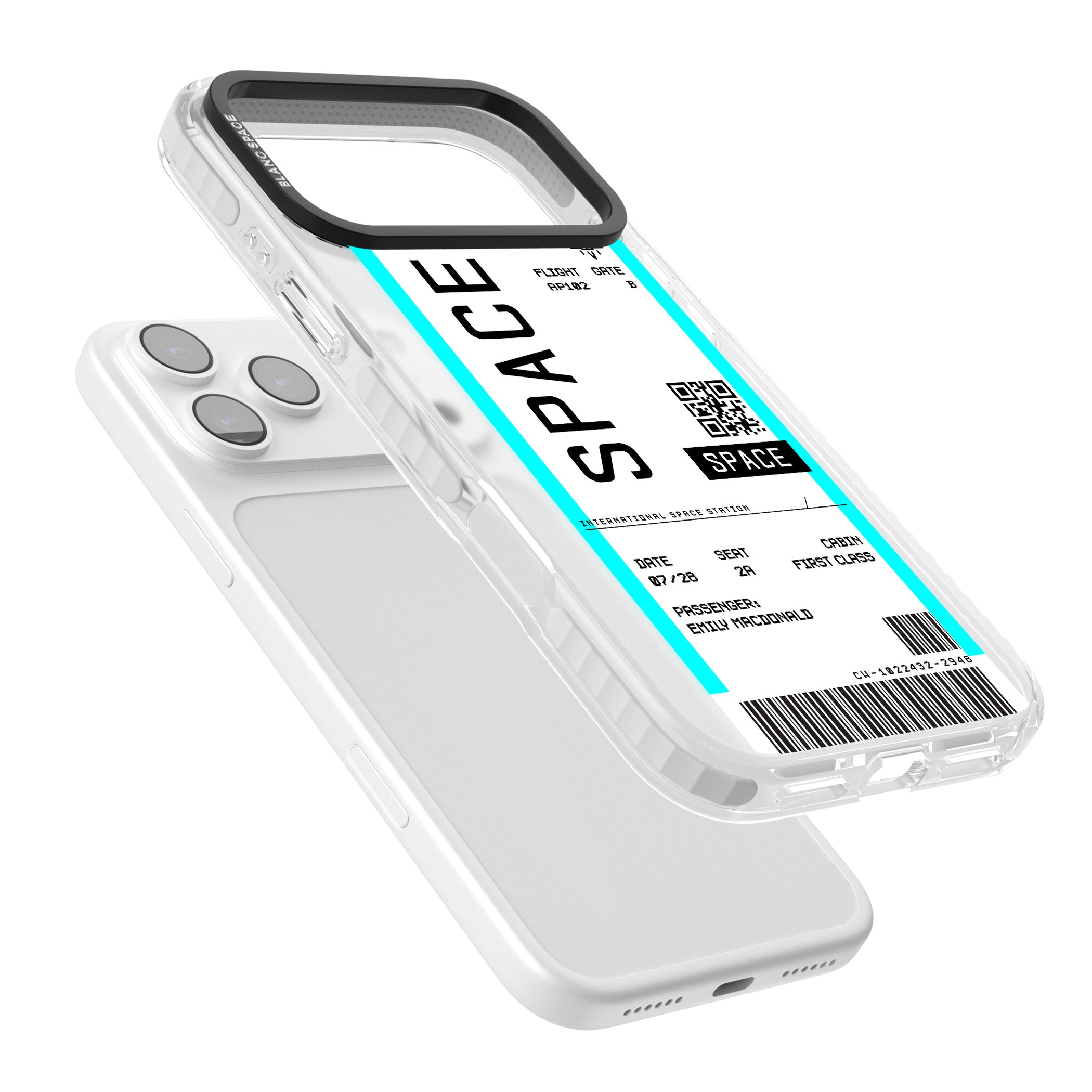 Personalised Space Travel Ticket iPhone 17 Pro Impact Clear Phone Case Colours