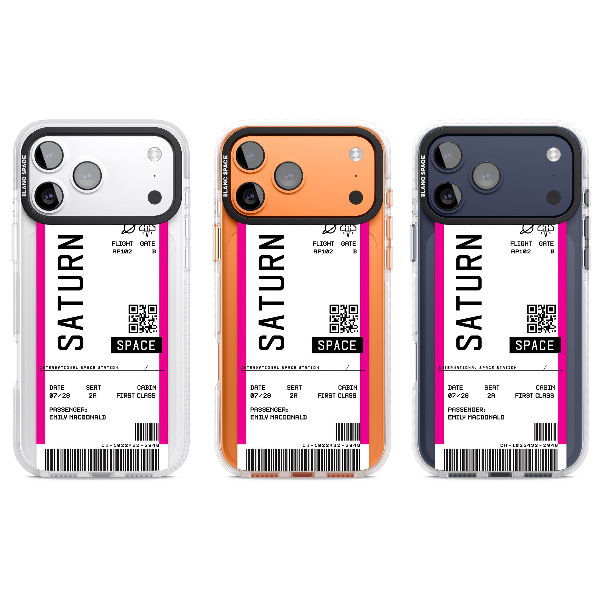 Personalised Saturn Travel Ticket iPhone 17 Pro Impact Clear Phone Case APT Impact Protection