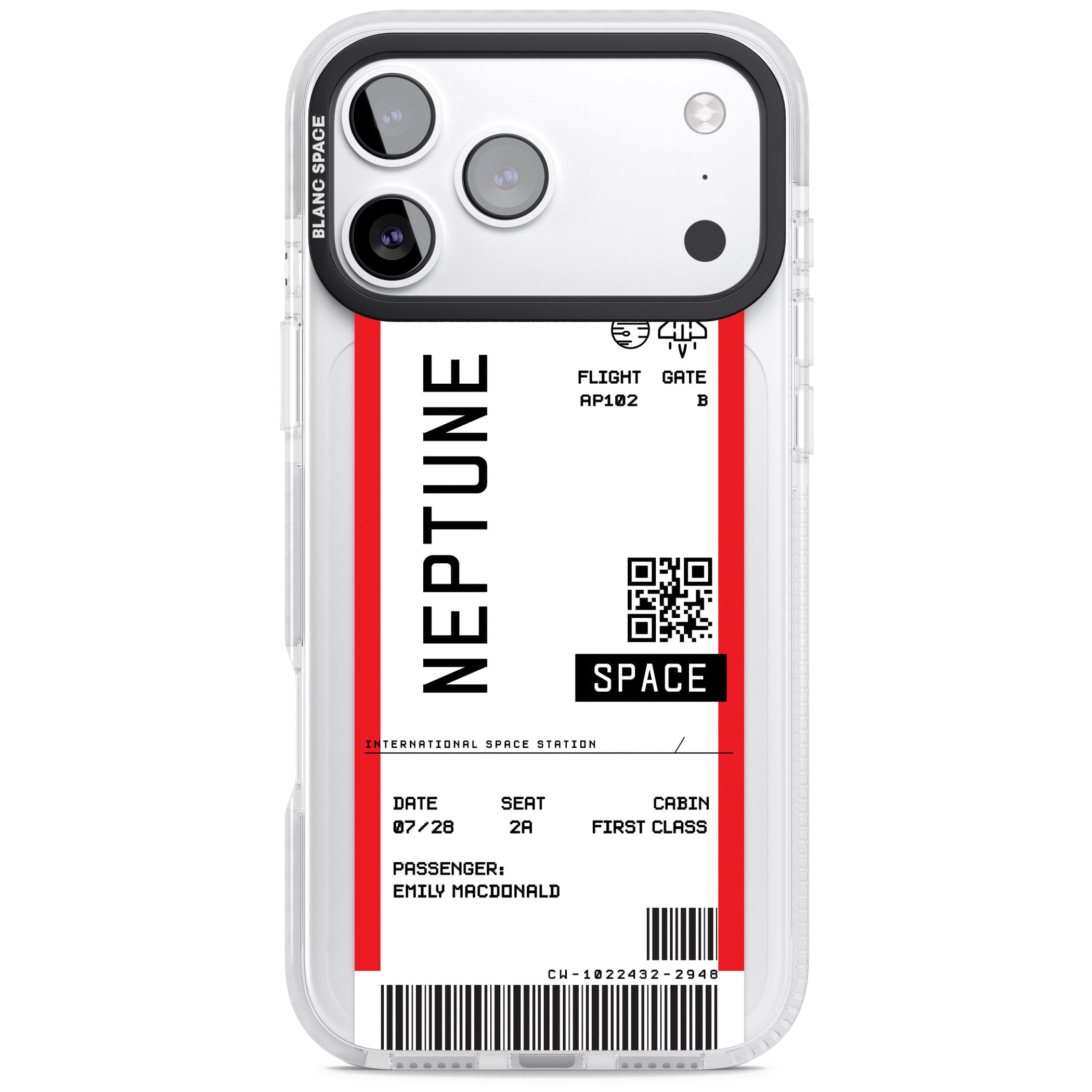 Personalised Neptune Travel Ticket iPhone 17 Pro Impact Clear Phone Case
