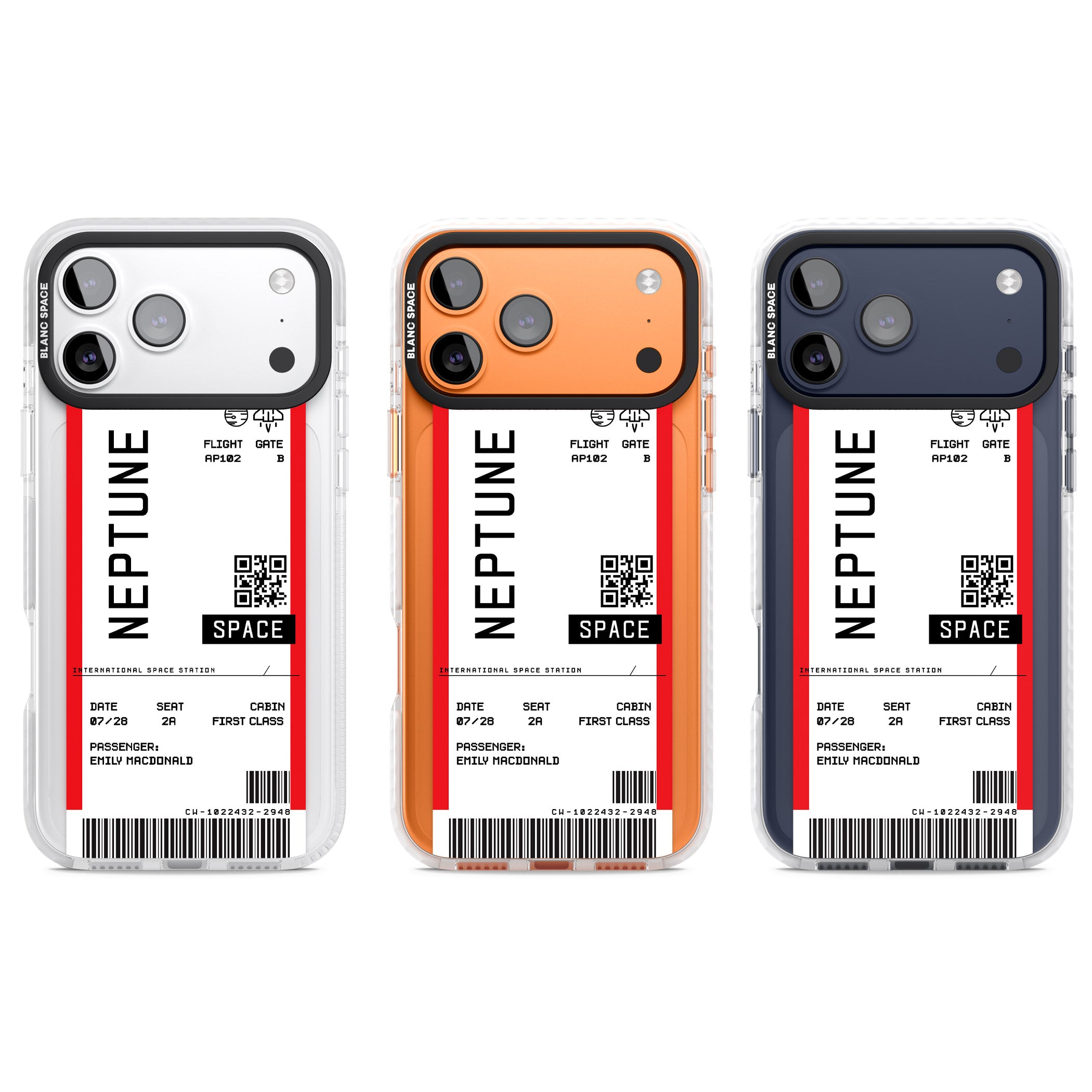 Personalised Neptune Travel Ticket iPhone 17 Pro Impact Clear Phone Case APT Impact Protection