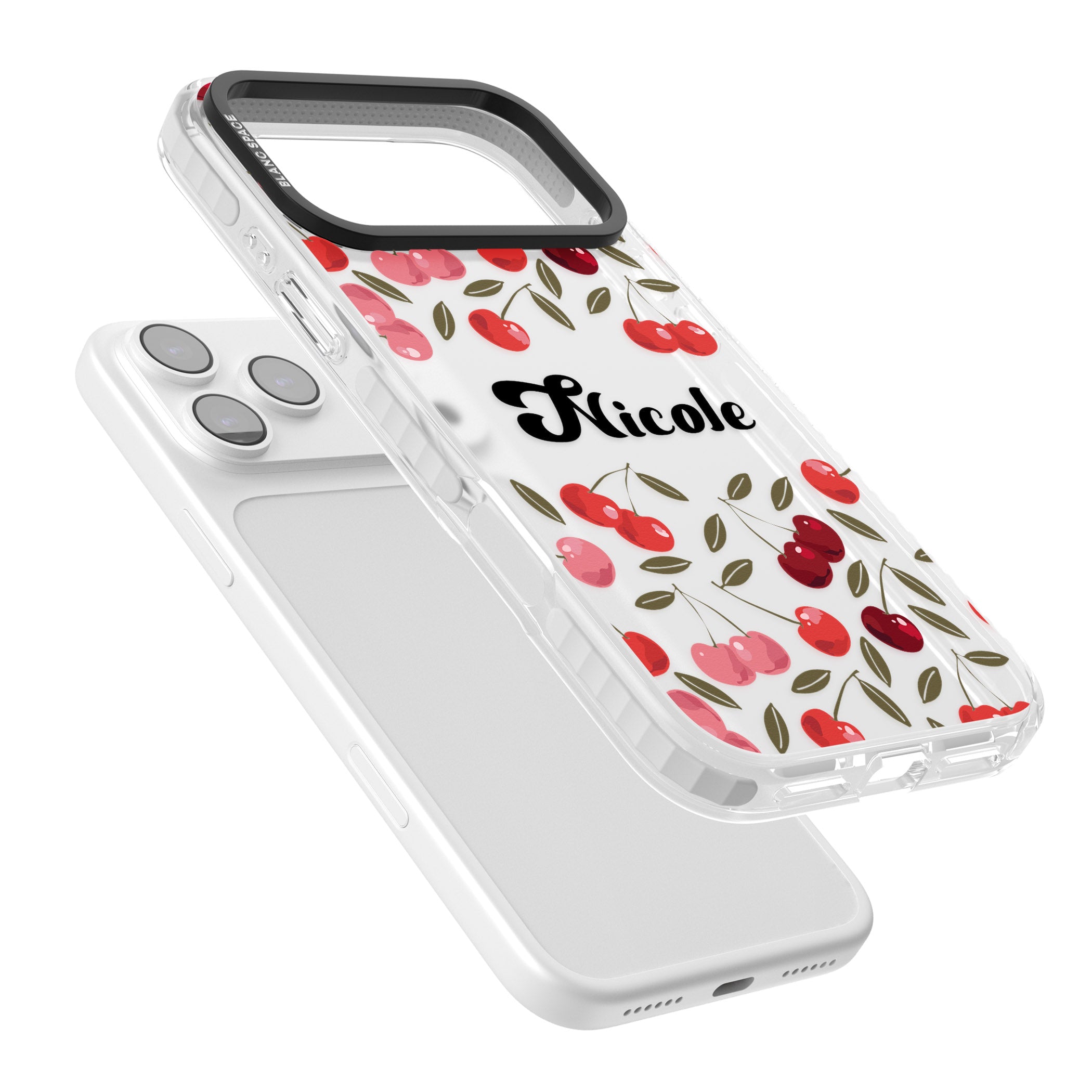 Personalised Cherry Pattern iPhone 17 Pro Impact Clear Phone Case Colours