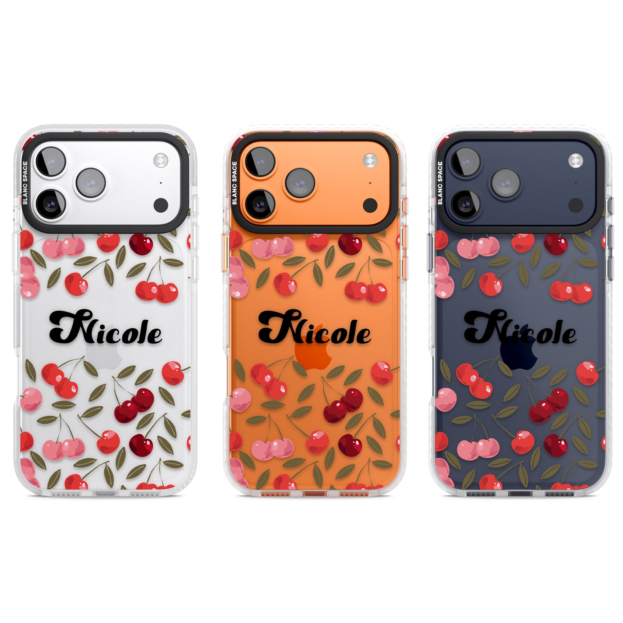 Personalised Cherry Pattern iPhone 17 Pro Impact Clear Phone Case APT Impact Protection