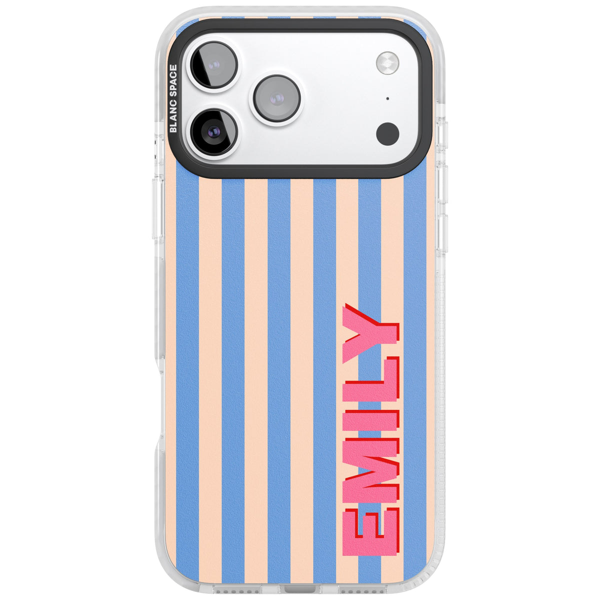 Personalised Coastal Stripe iPhone 17 Pro Max Impact Clear Phone Case front