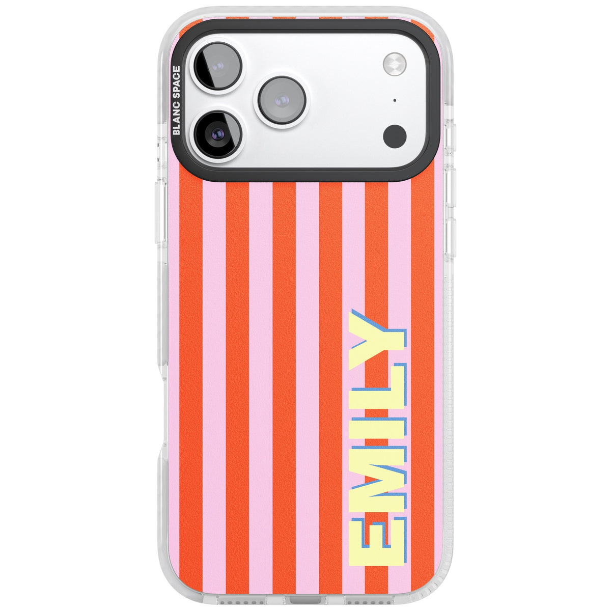 Personalised Havana Stripe iPhone 17 Pro Max Impact Clear Phone Case front