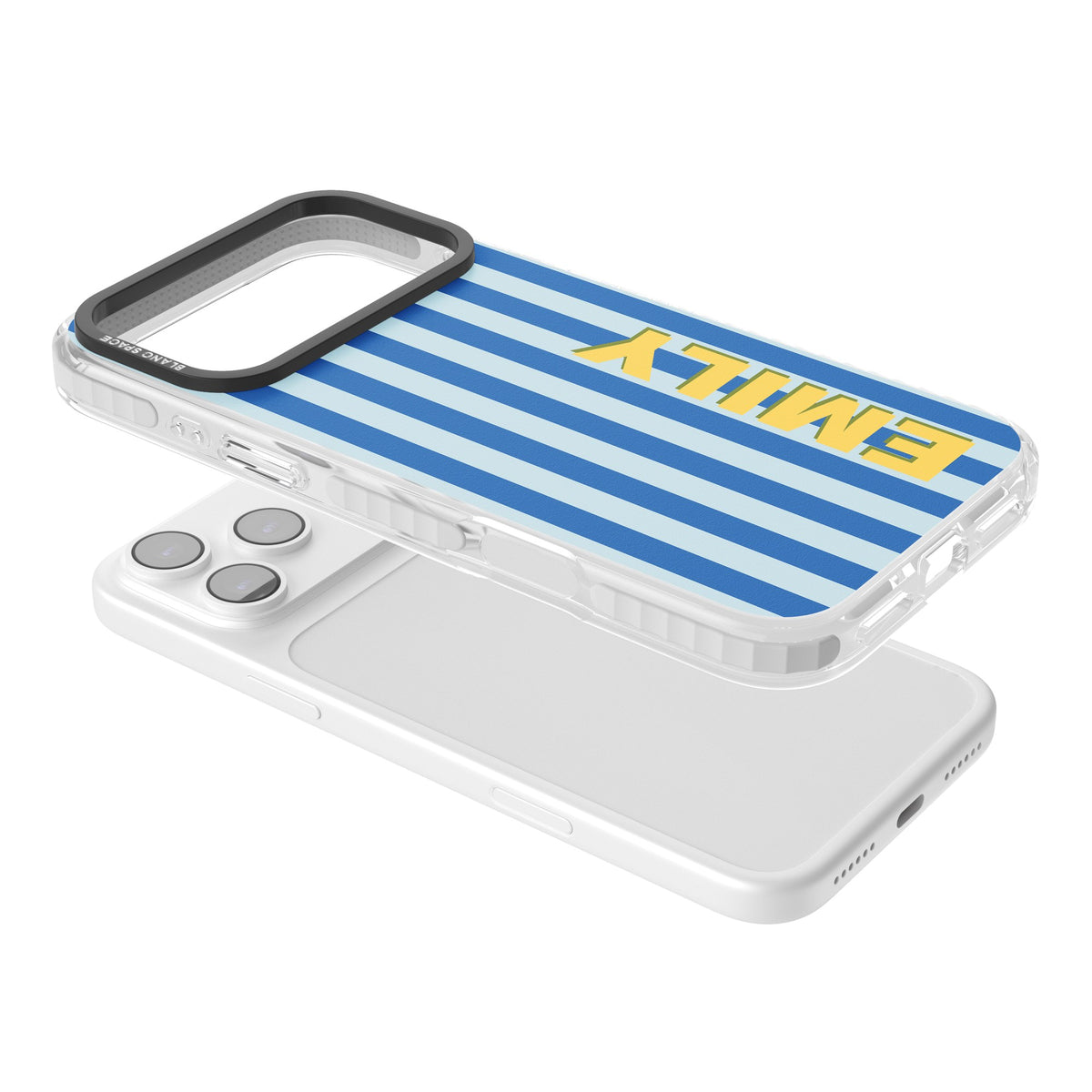 Personalised Athenian Stripe iPhone 17 Pro Max Impact Clear Phone Case angled