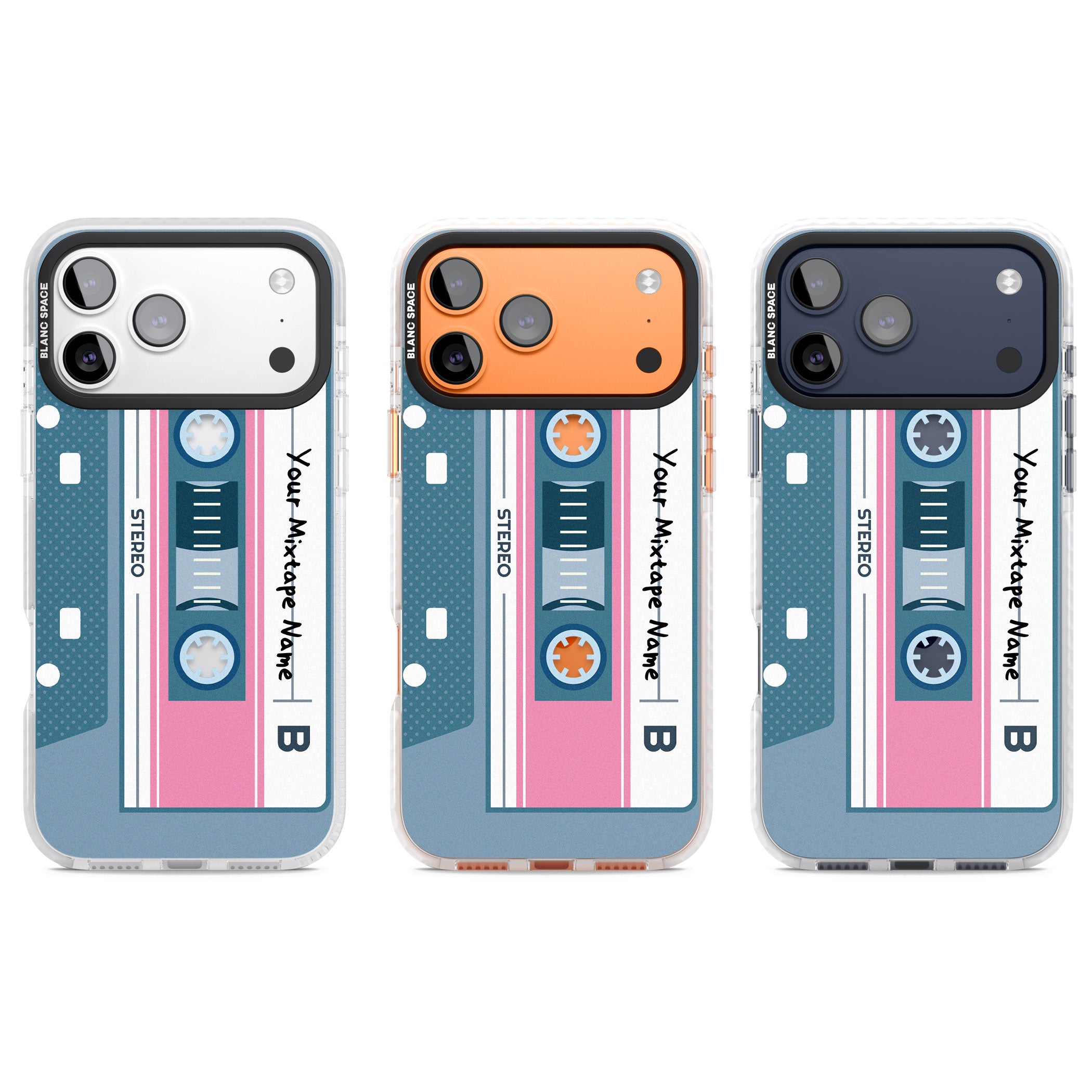 Personalised Retro Cassette Mixtape iPhone 17 Pro Impact Clear Phone Case APT Impact Protection