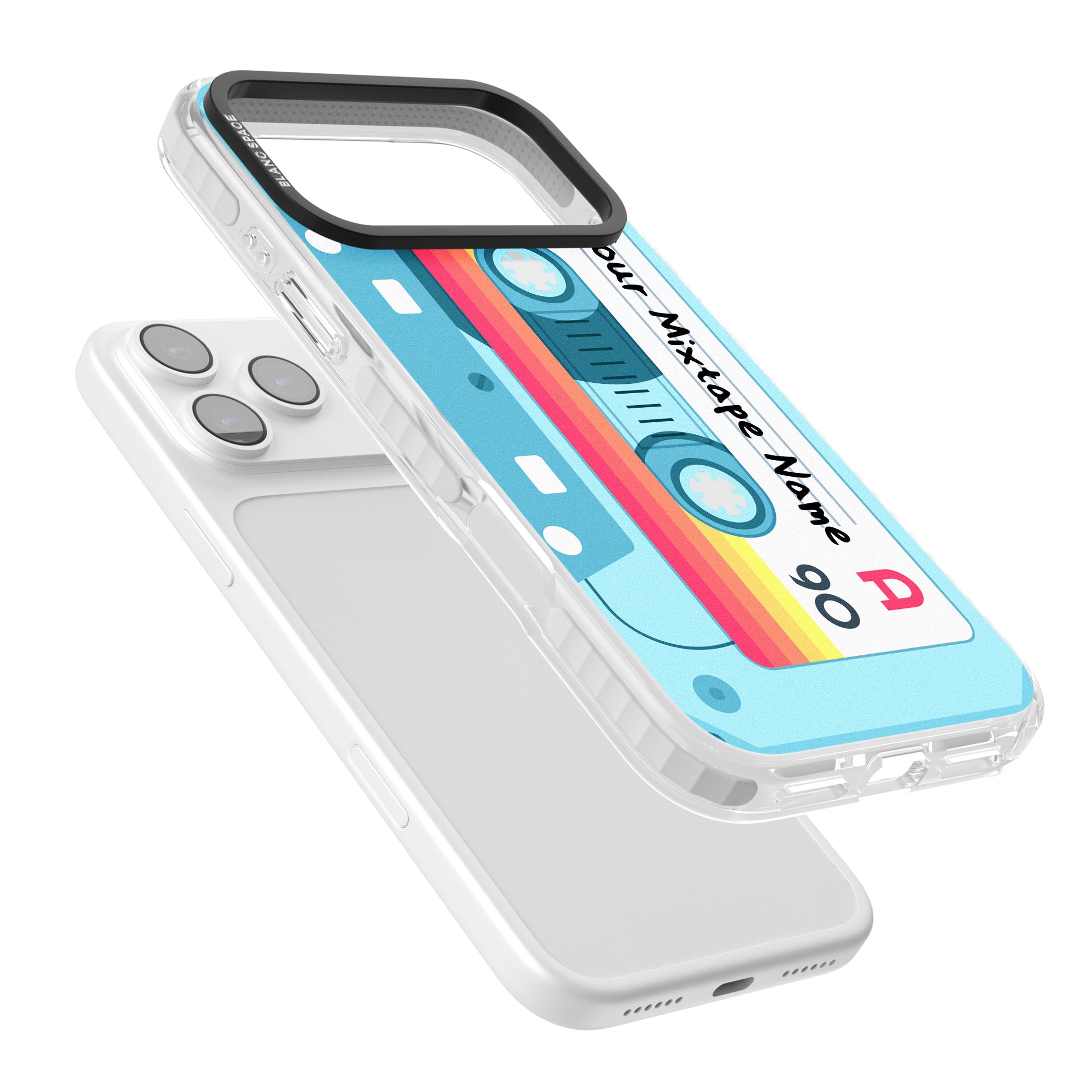 Personalised Retro Mixtape Sporty iPhone 17 Pro Impact Clear Phone Case Colours