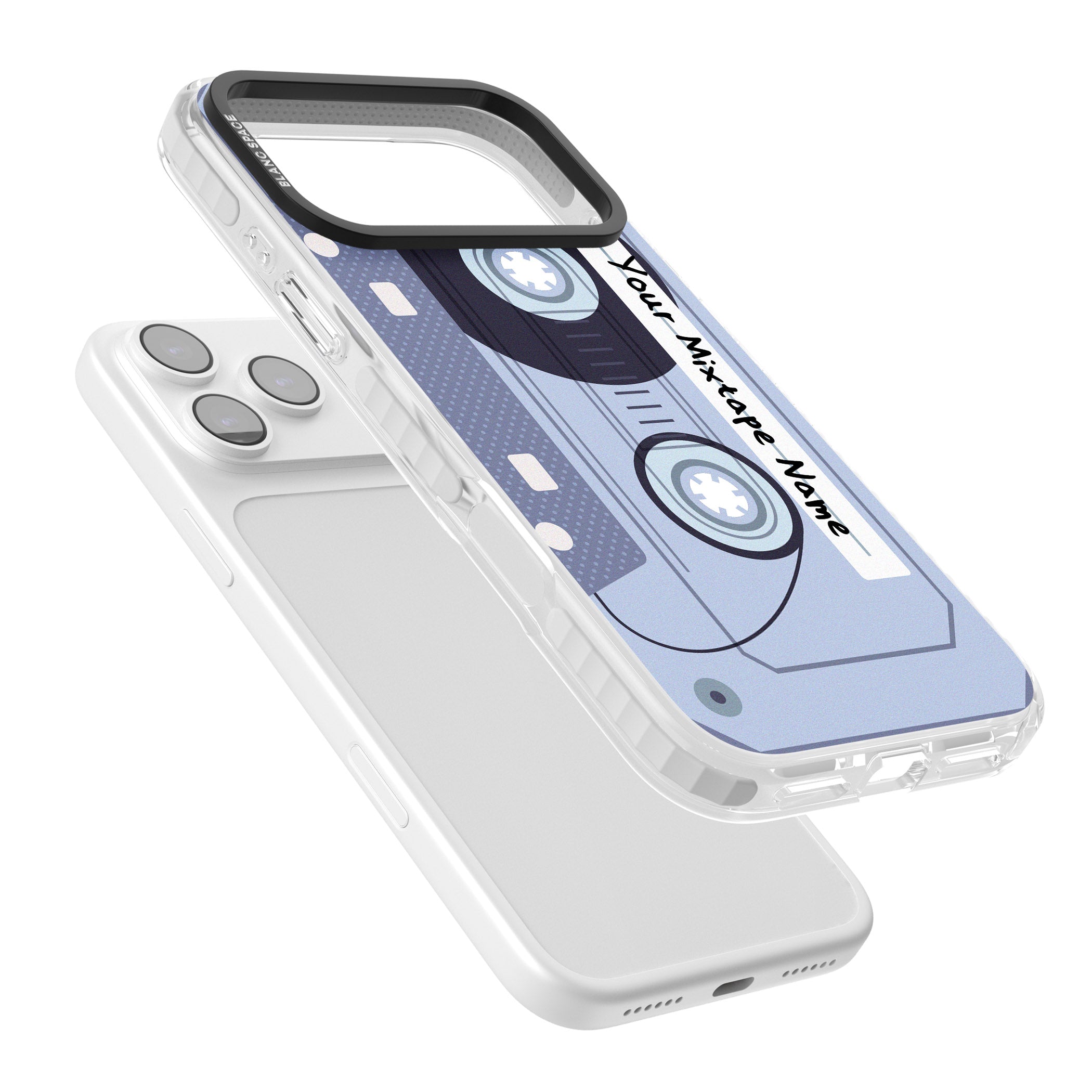 Personalised Retro Mixtape Industrial iPhone 17 Pro Impact Clear Phone Case Colours