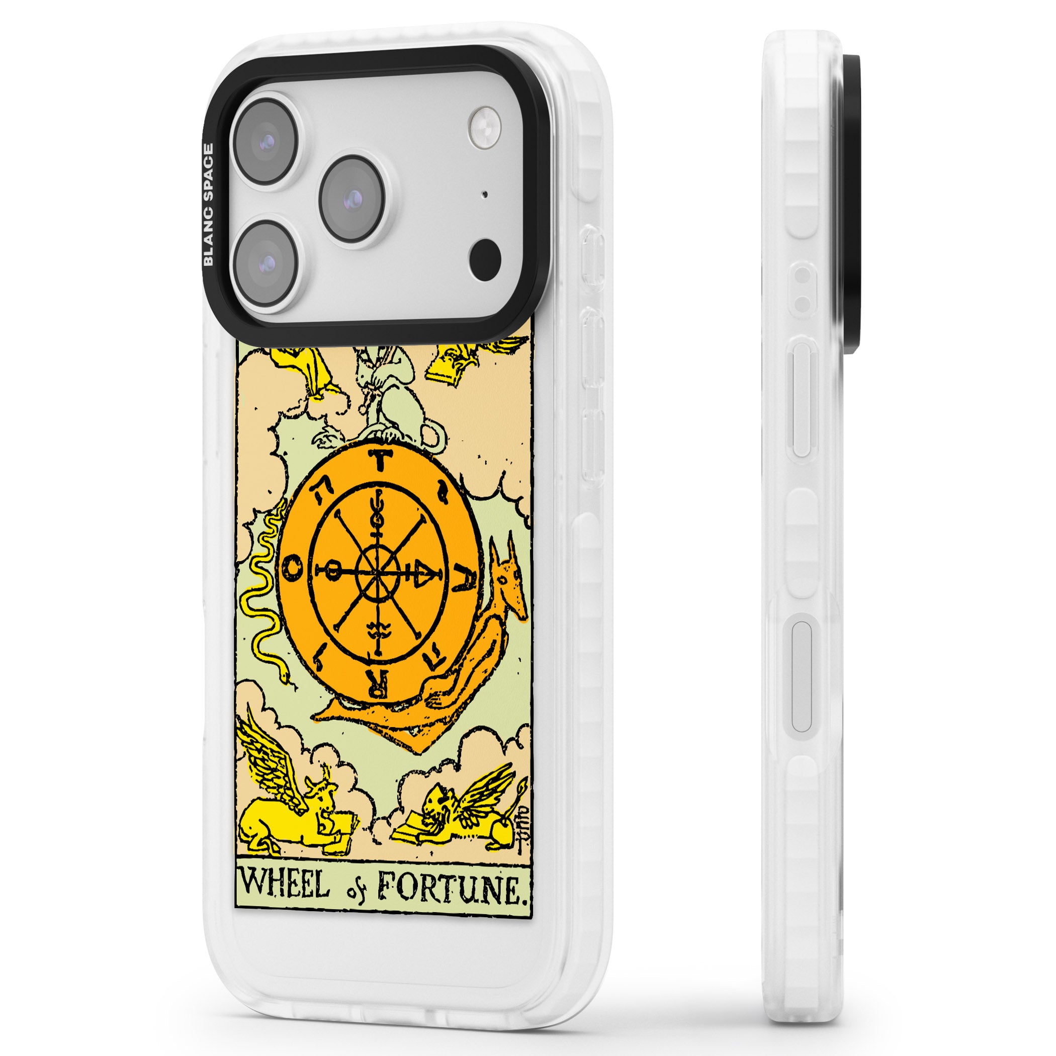 Personalised Wheel Of Fortune Tarot Card (Color) iPhone 17 Pro Impact Clear Phone Case Side Profile