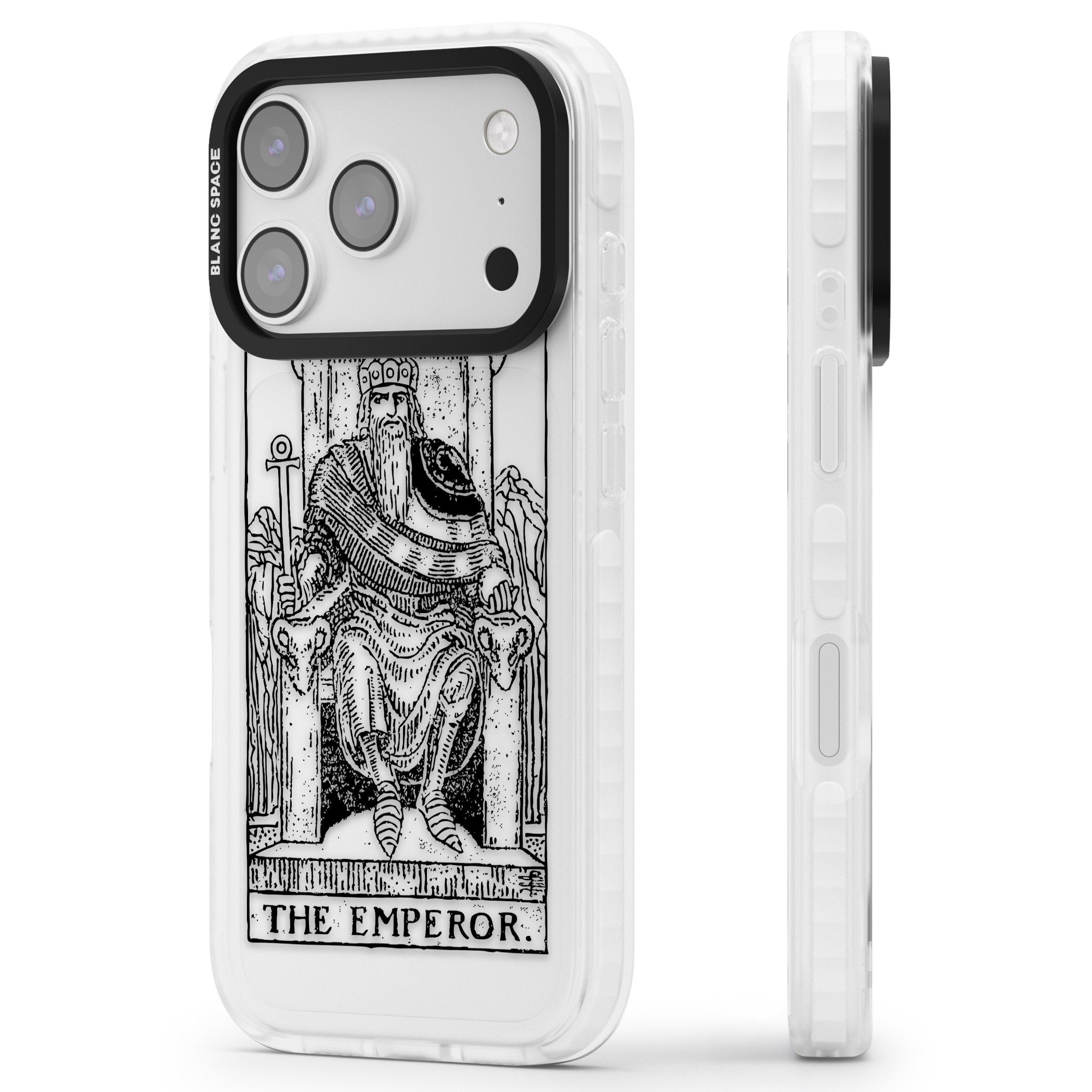 Personalised The Emperor Tarot iPhone 17 Pro Impact Clear Phone Case Side Profile