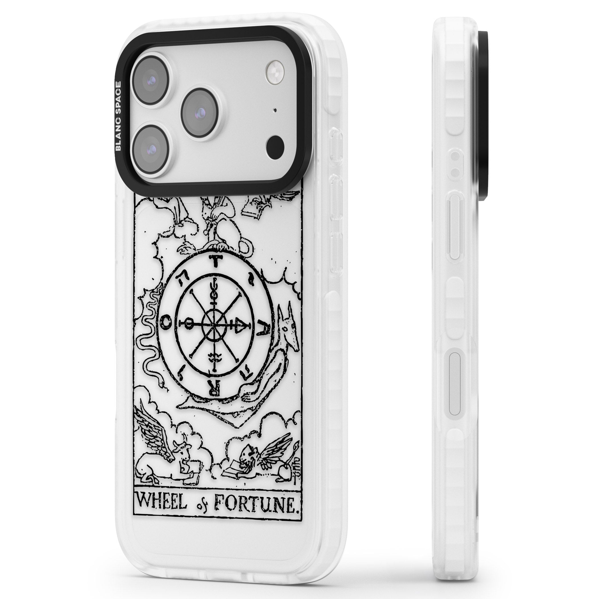 Personalised Wheel Of Fortune Tarot Transparent iPhone 17 Pro Impact Clear Phone Case Side Profile