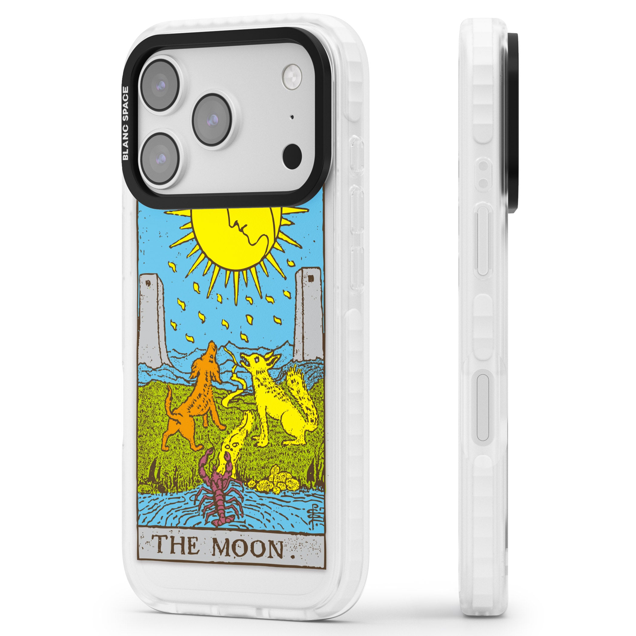 Personalised The Moon Tarot Card (Color) iPhone 17 Pro Impact Clear Phone Case Side Profile