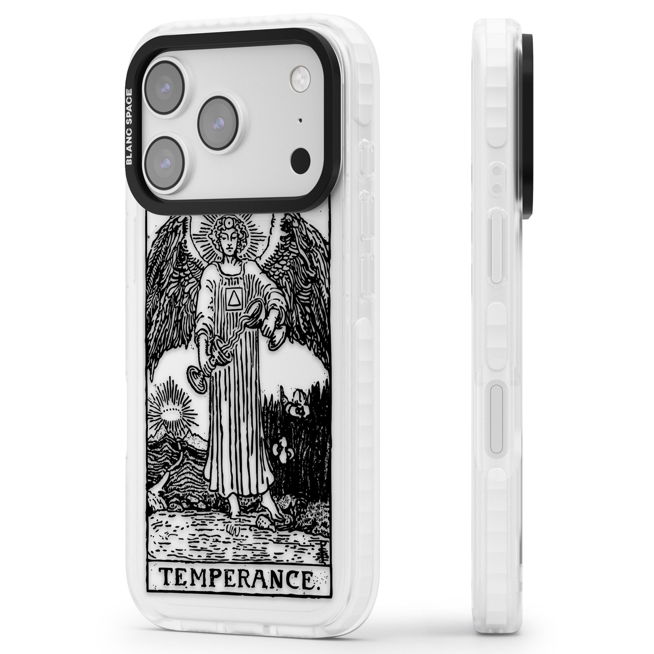 Personalised Temperance Tarot Card (Clear) iPhone 17 Pro Impact Clear Phone Case Side Profile
