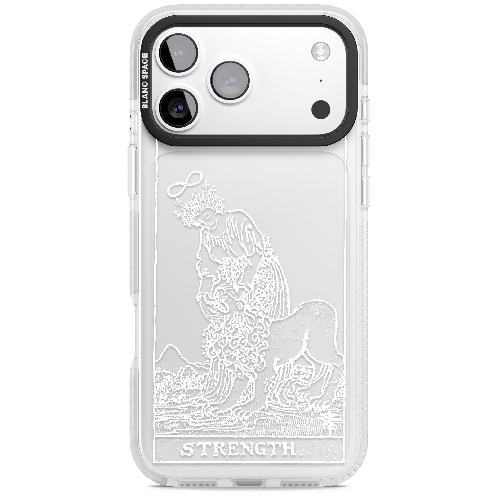 Personalised Strength Tarot Card (White) iPhone 17 Pro Impact Clear Phone Case