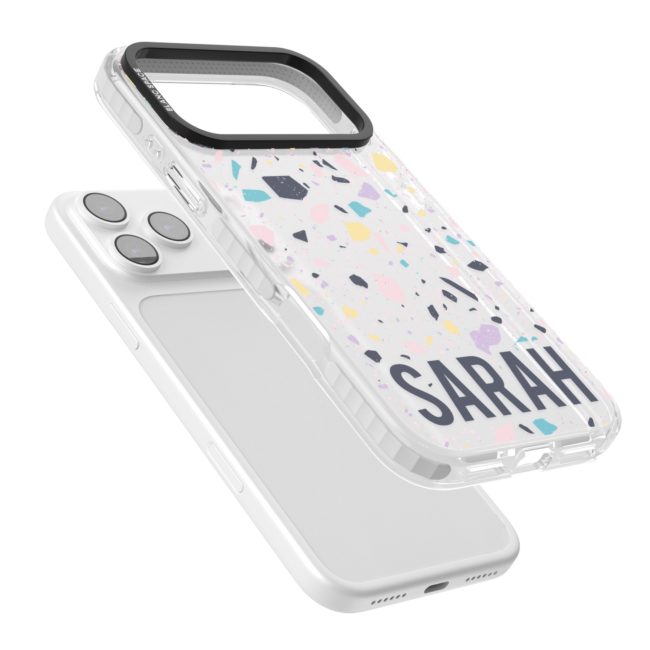 Personalised Pastel Terrazzo iPhone 17 Pro Impact Clear Phone Case Colours