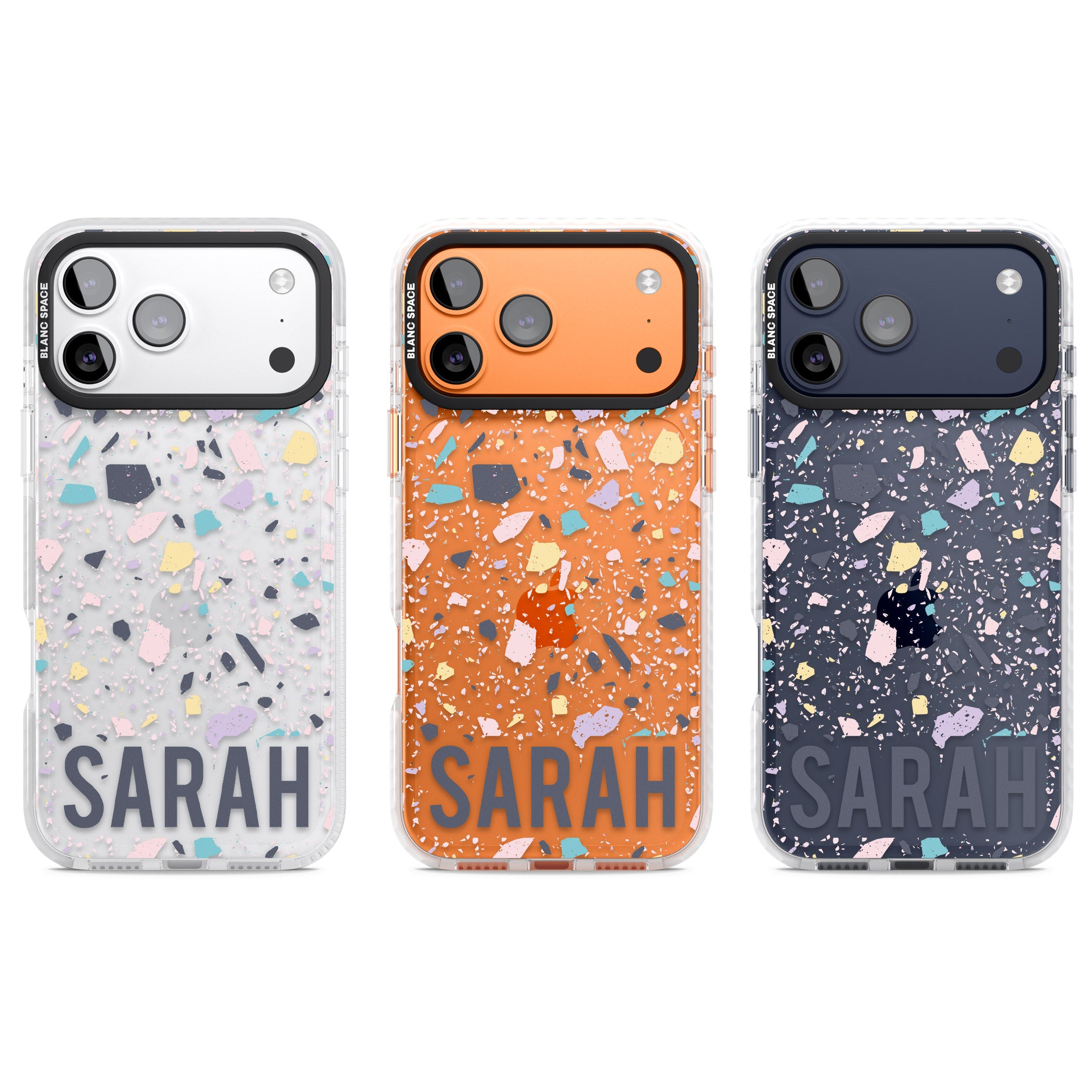 Personalised Pastel Terrazzo iPhone 17 Pro Impact Clear Phone Case APT Impact Protection