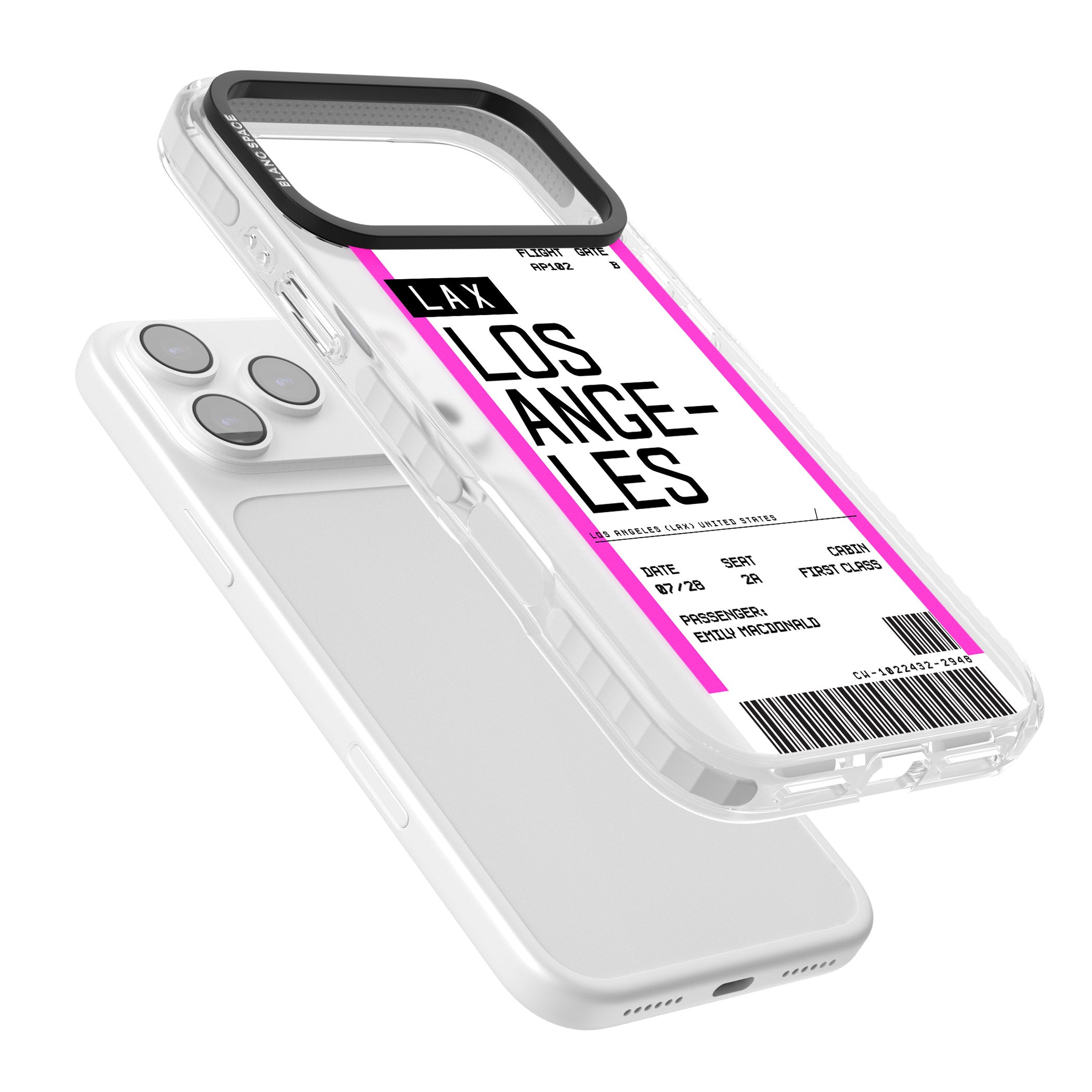 Personalised Los Angeles Boarding Pass iPhone 17 Pro Impact Clear Phone Case Colours