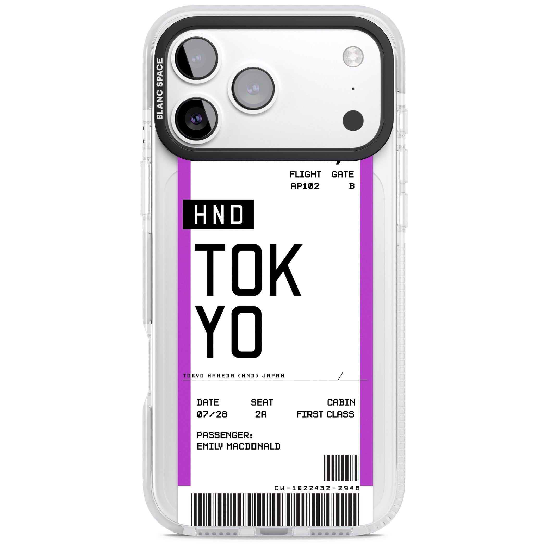 Personalised Tokyo Boarding Pass iPhone 17 Pro Impact Clear Phone Case