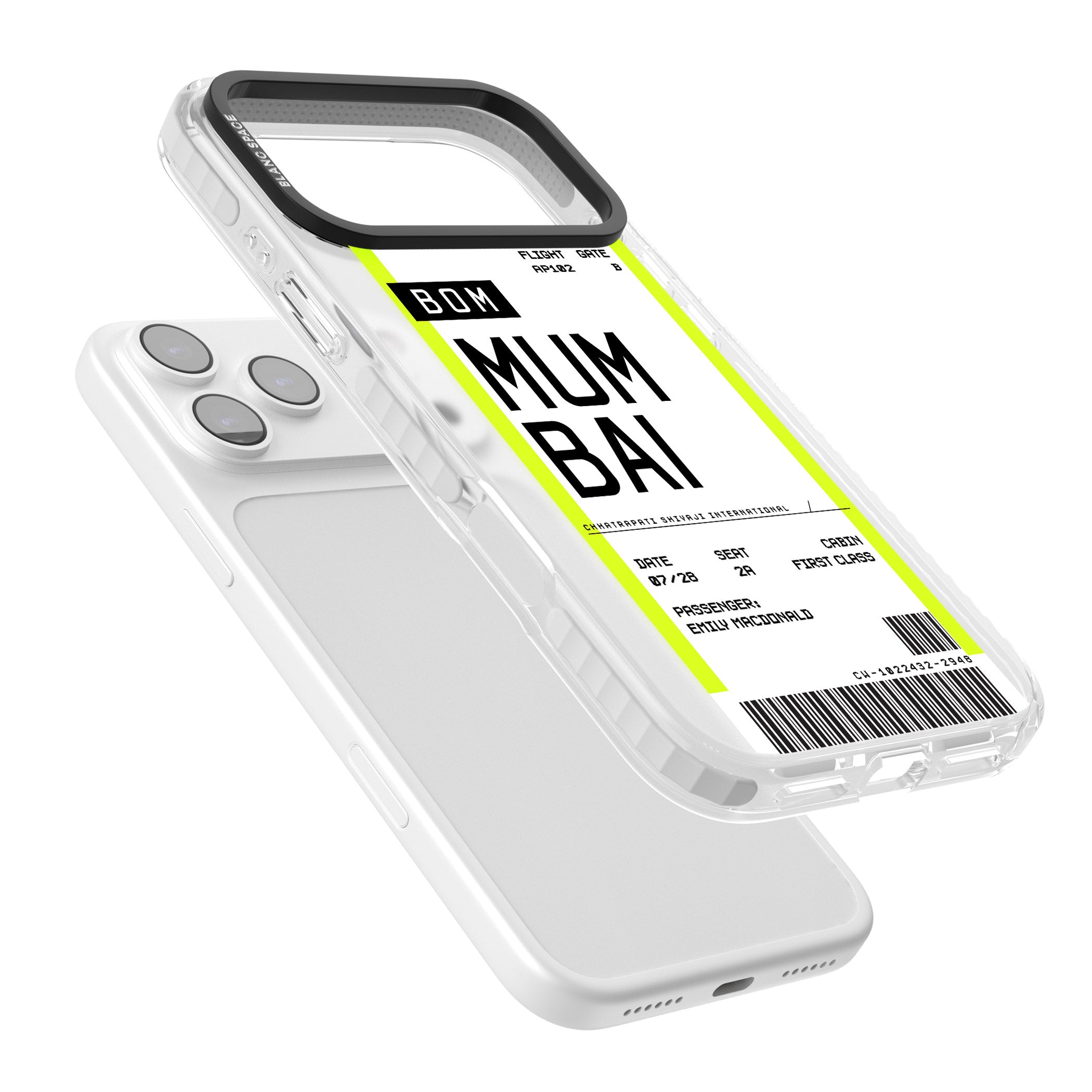 Personalised Mumbai Boarding Pass iPhone 17 Pro Impact Clear Phone Case Colours