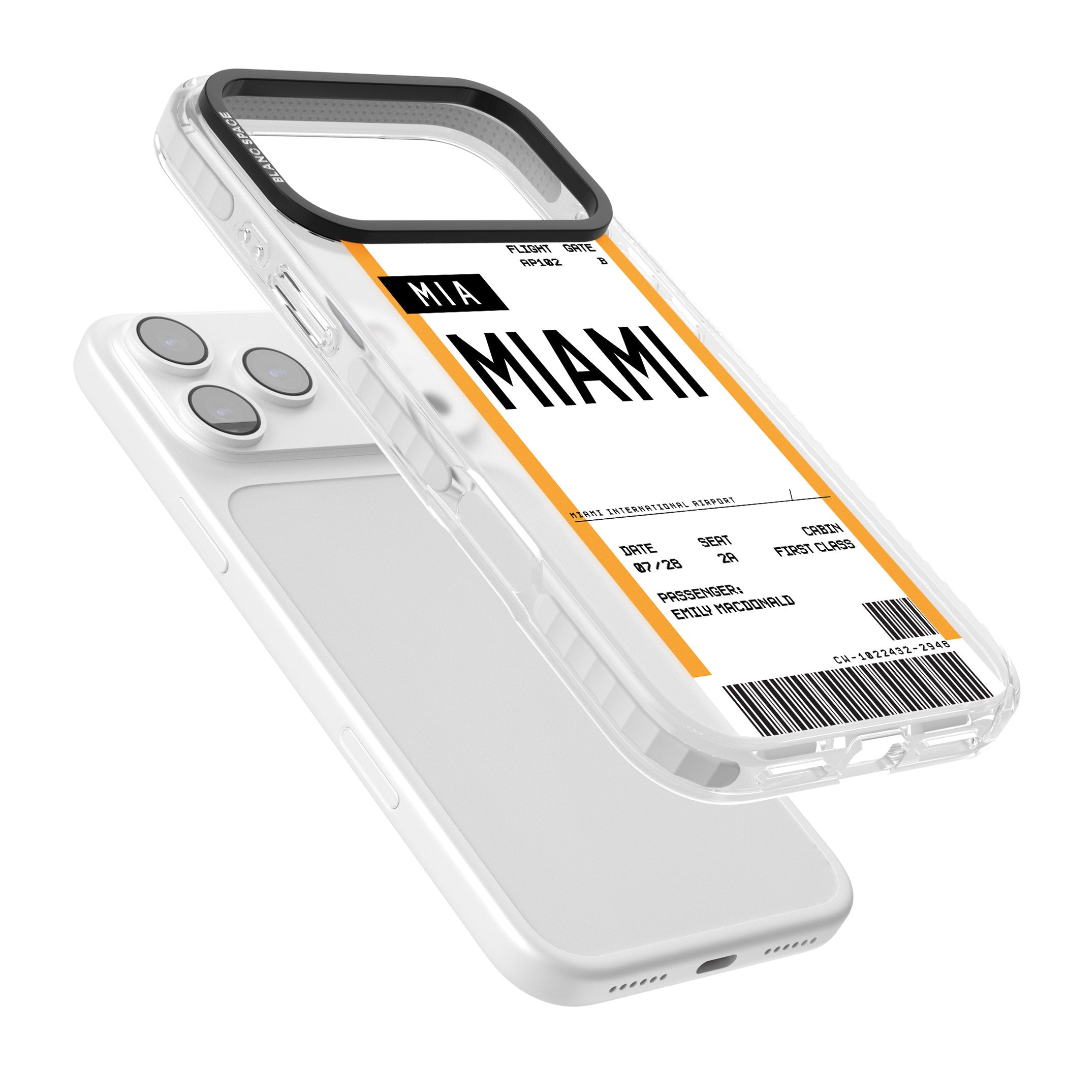 Personalised Miami Boarding Pass iPhone 17 Pro Impact Clear Phone Case Colours