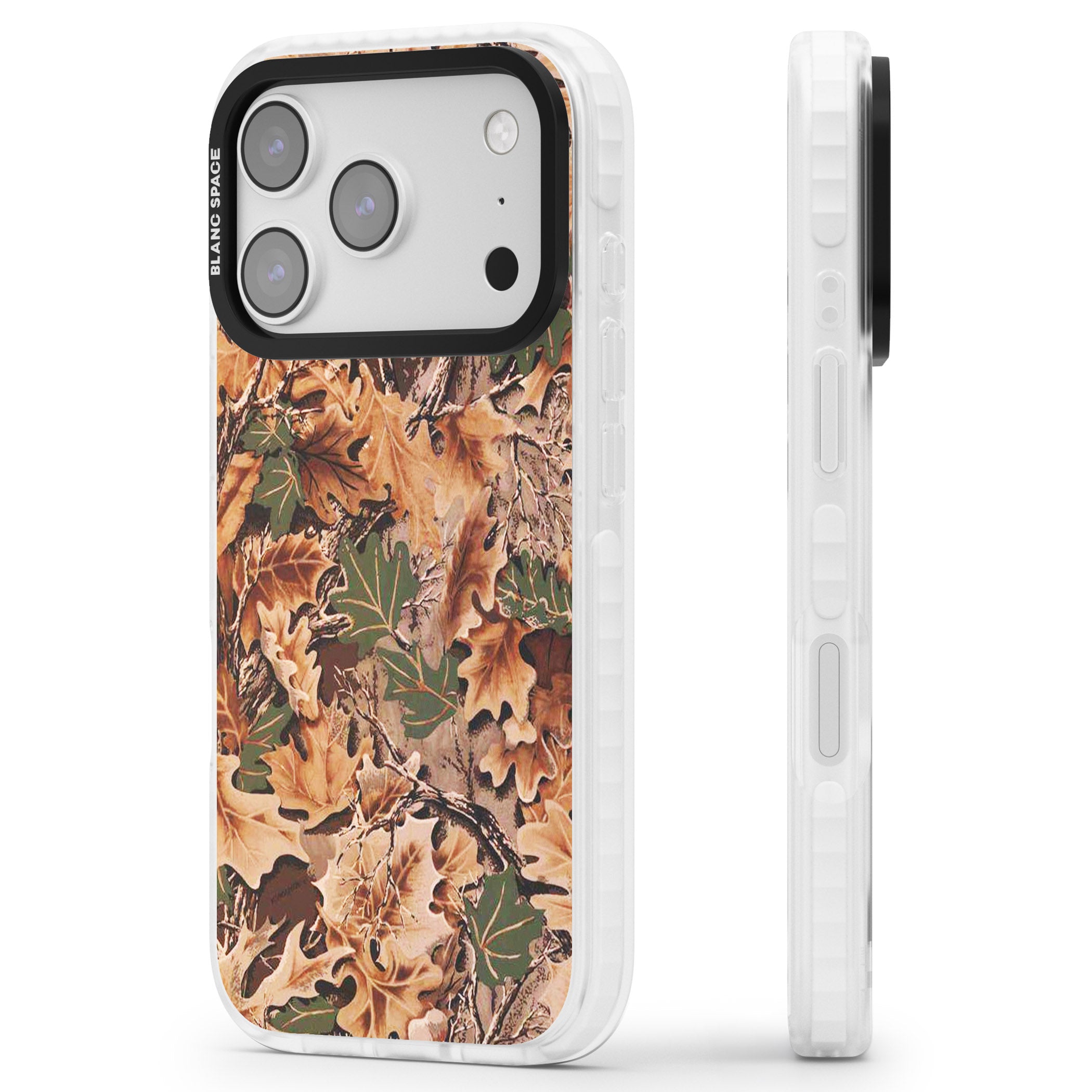 Realtree Camo iPhone 17 Pro Impact Clear Phone Case Side Profile
