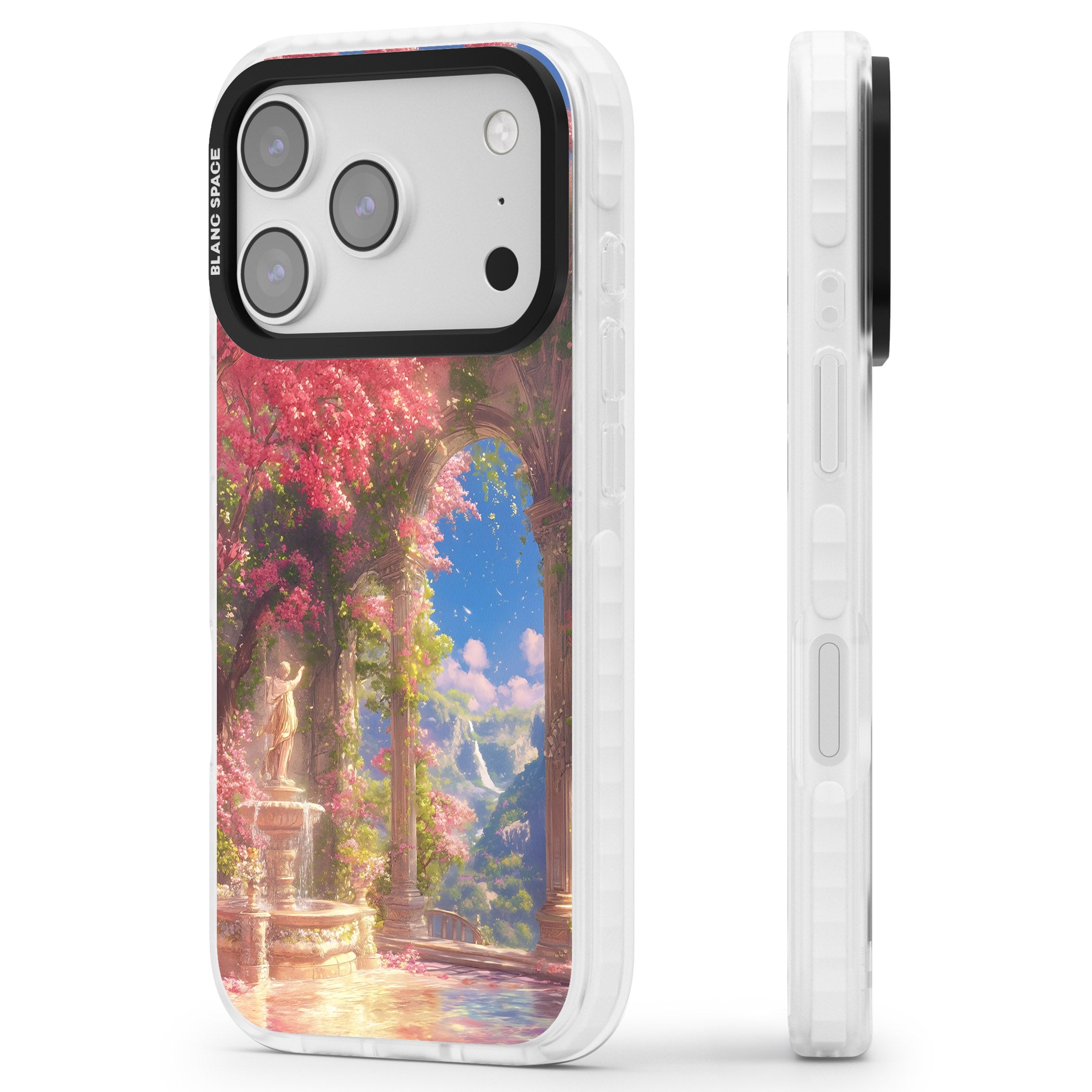 Castle Blossom iPhone 17 Pro Impact Clear Phone Case Side Profile